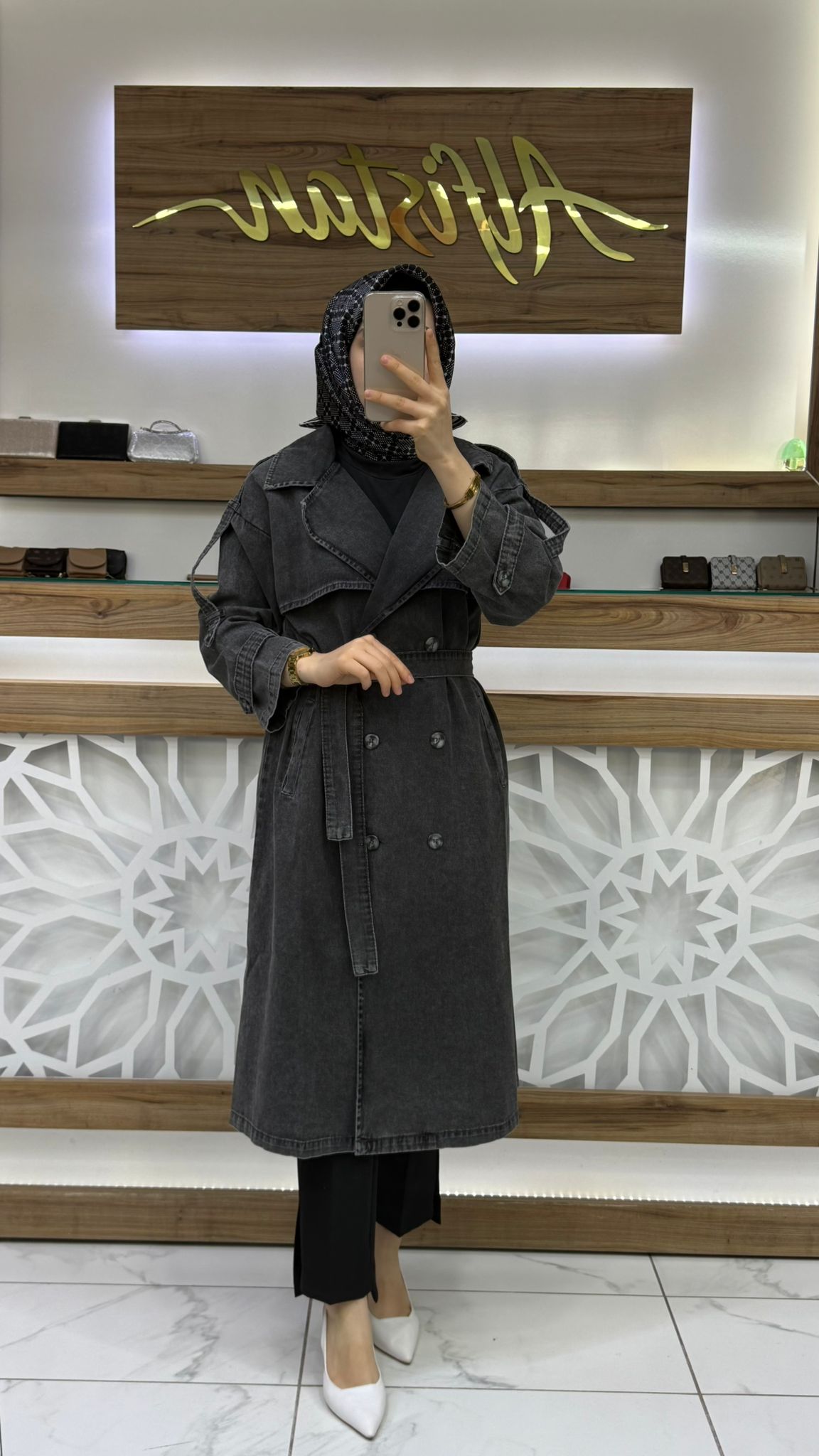 Denim Kot Kadın Tesettür Trenç mgzn 7407