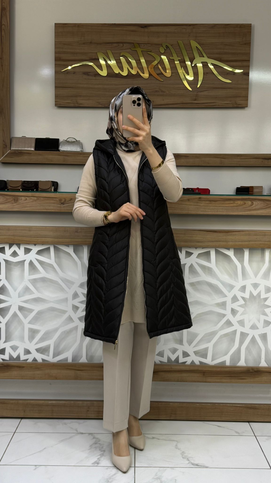 Kapitone Tesettür Şişme Yelek qtn 4963 - SİYAH