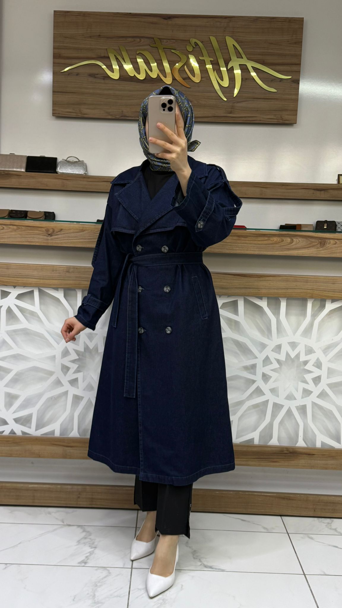 Denim Kot Kadın Tesettür Trenç mgzn 7407