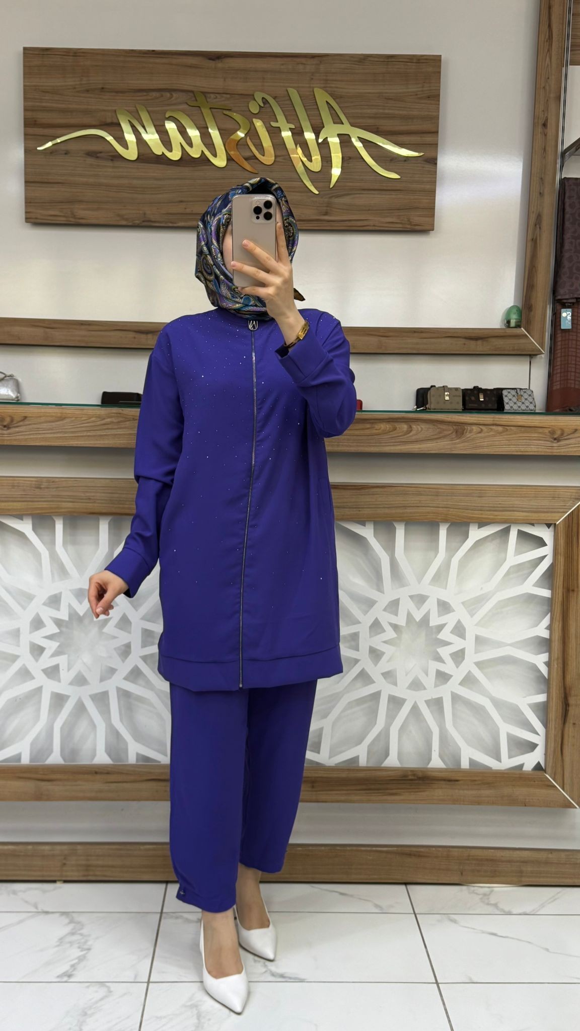 ARMİNE TREND TAŞLI TAKIM 25KT656 - morcivert
