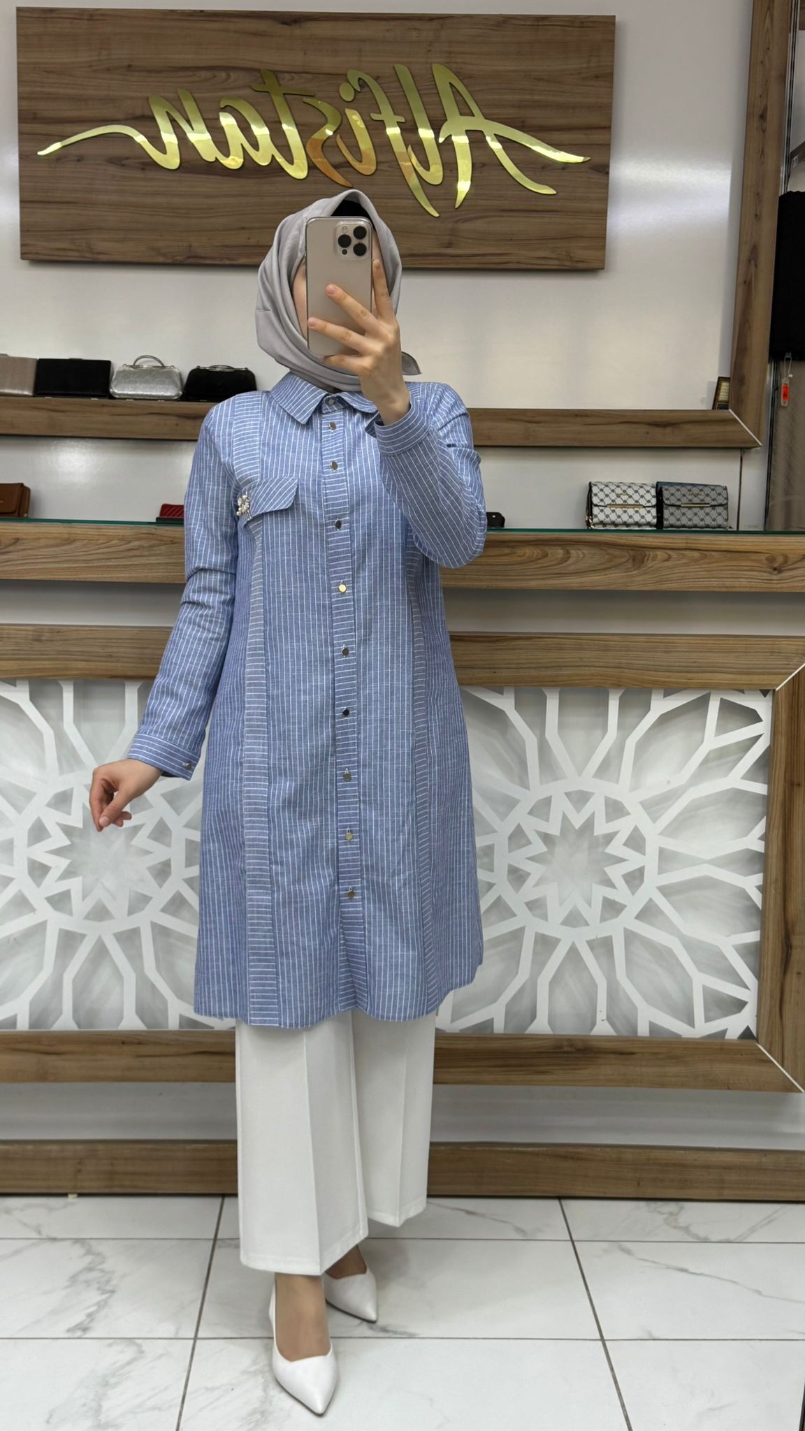Qetenn ÇİZGİLİ CEBİ TAŞLI TUNİK 2954