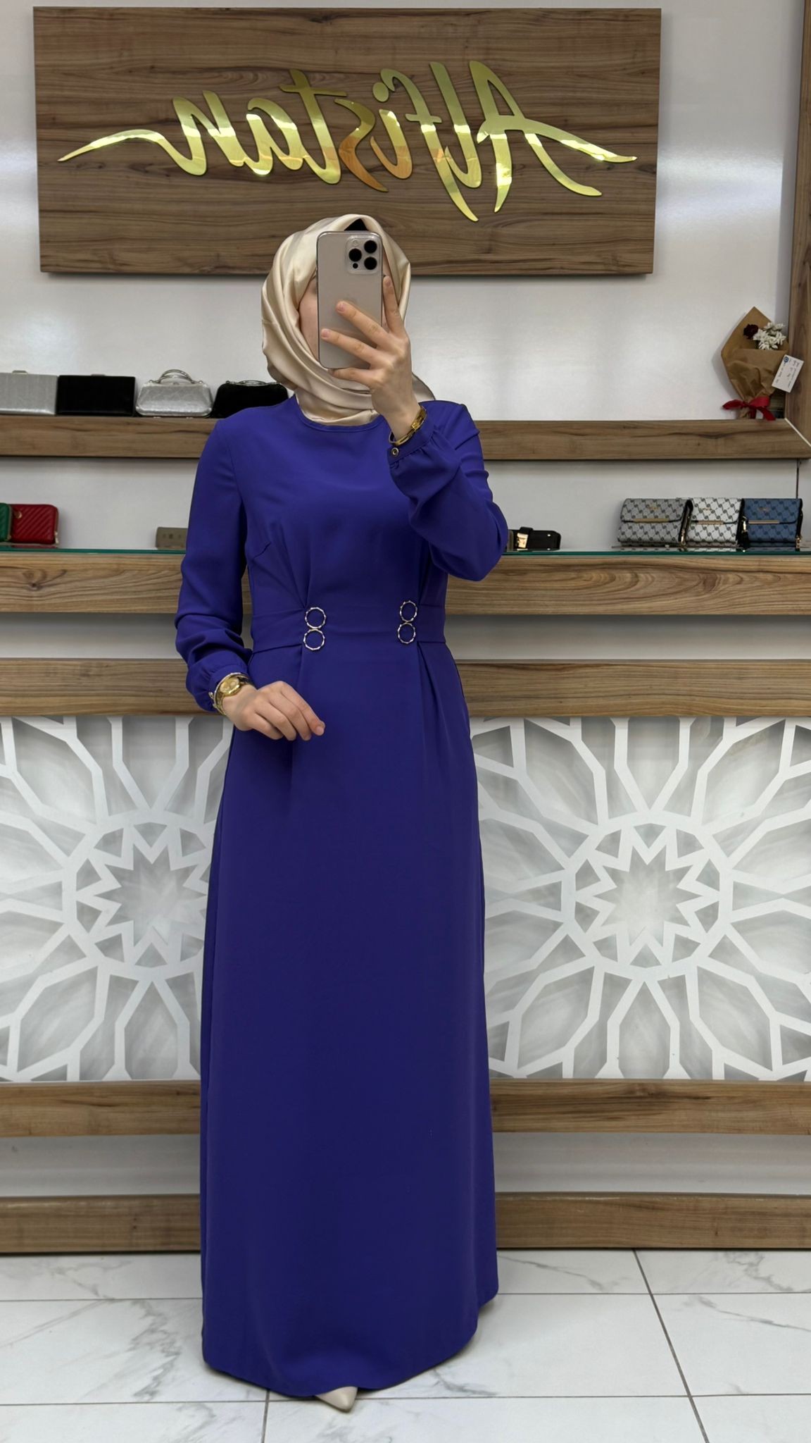 Beli Halka Detay Kemerli Elbise armn 25YT926
