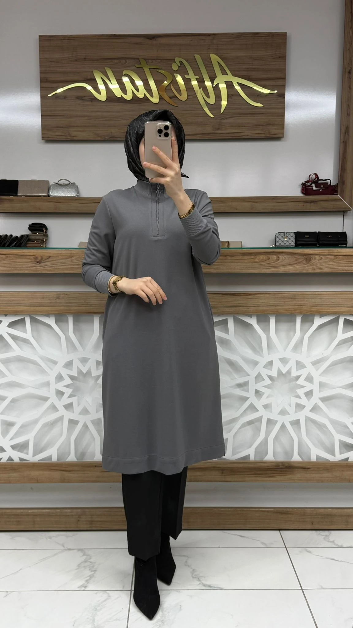 Ribana Detaylı Tunik armn 25KT456 - gri