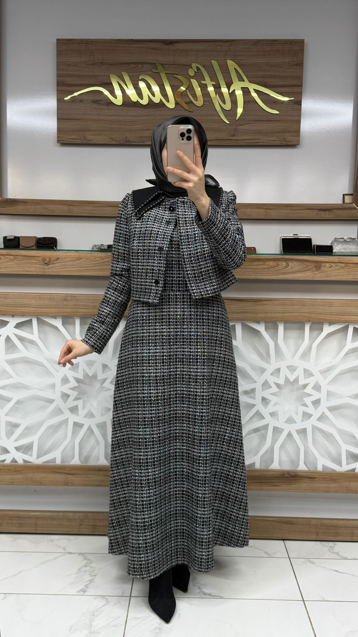 Yaka Detaylı Ceket Elbiseli Ekru Takım ZÜHRE 1641