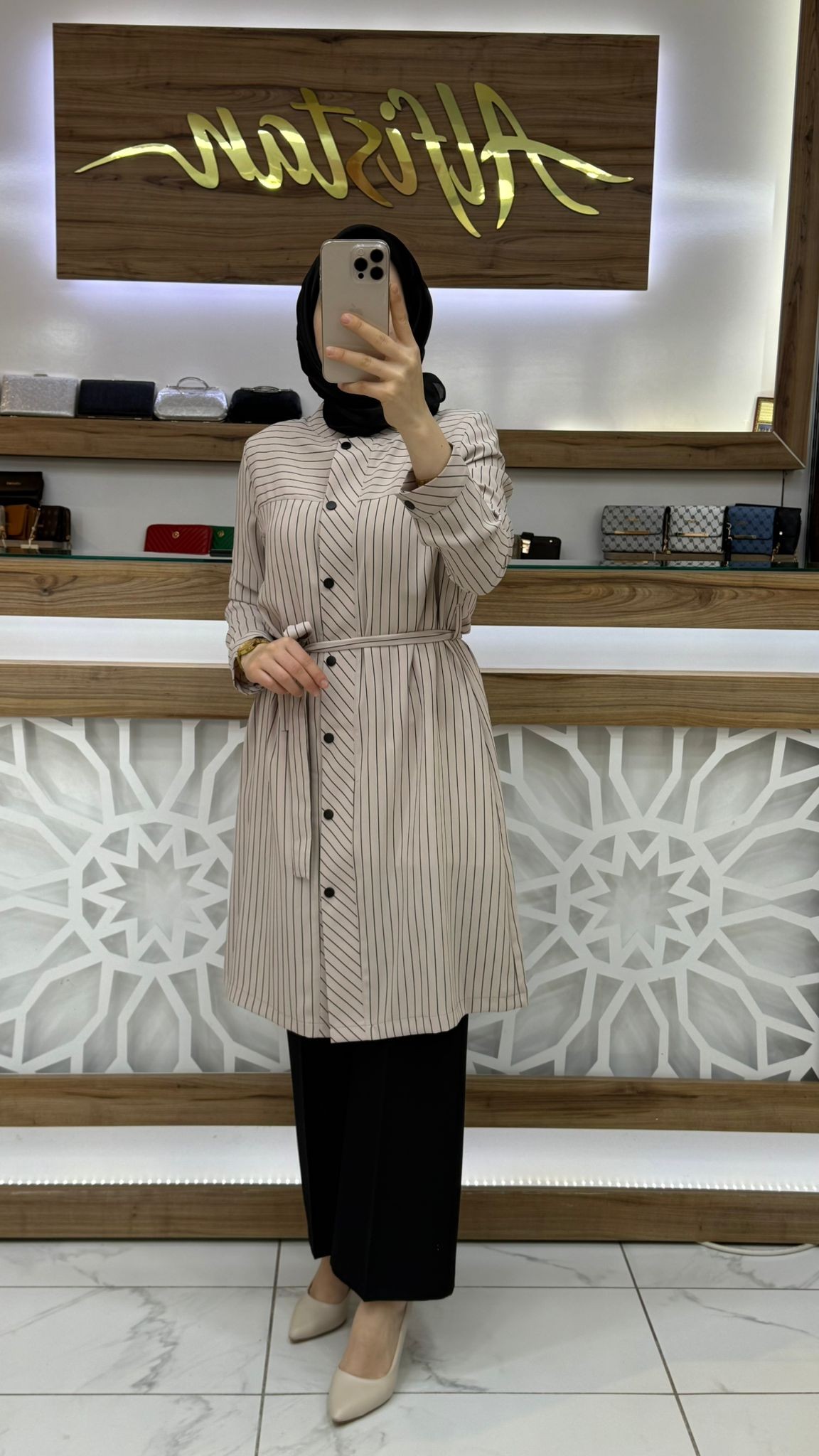  Çizgili Kadın Tesettür Tunik qtn 2904