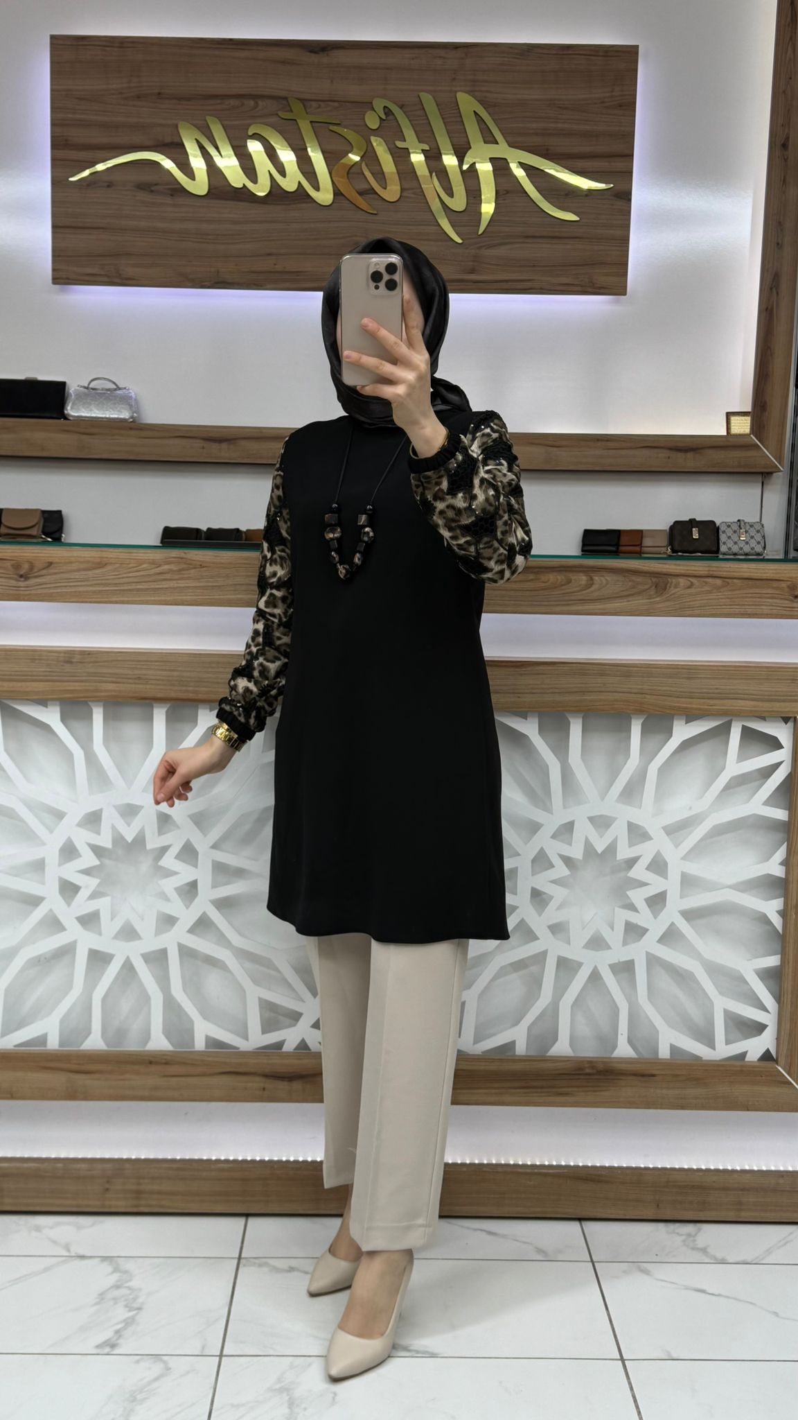 Kolyeli Tunik SİYAH haya A1653