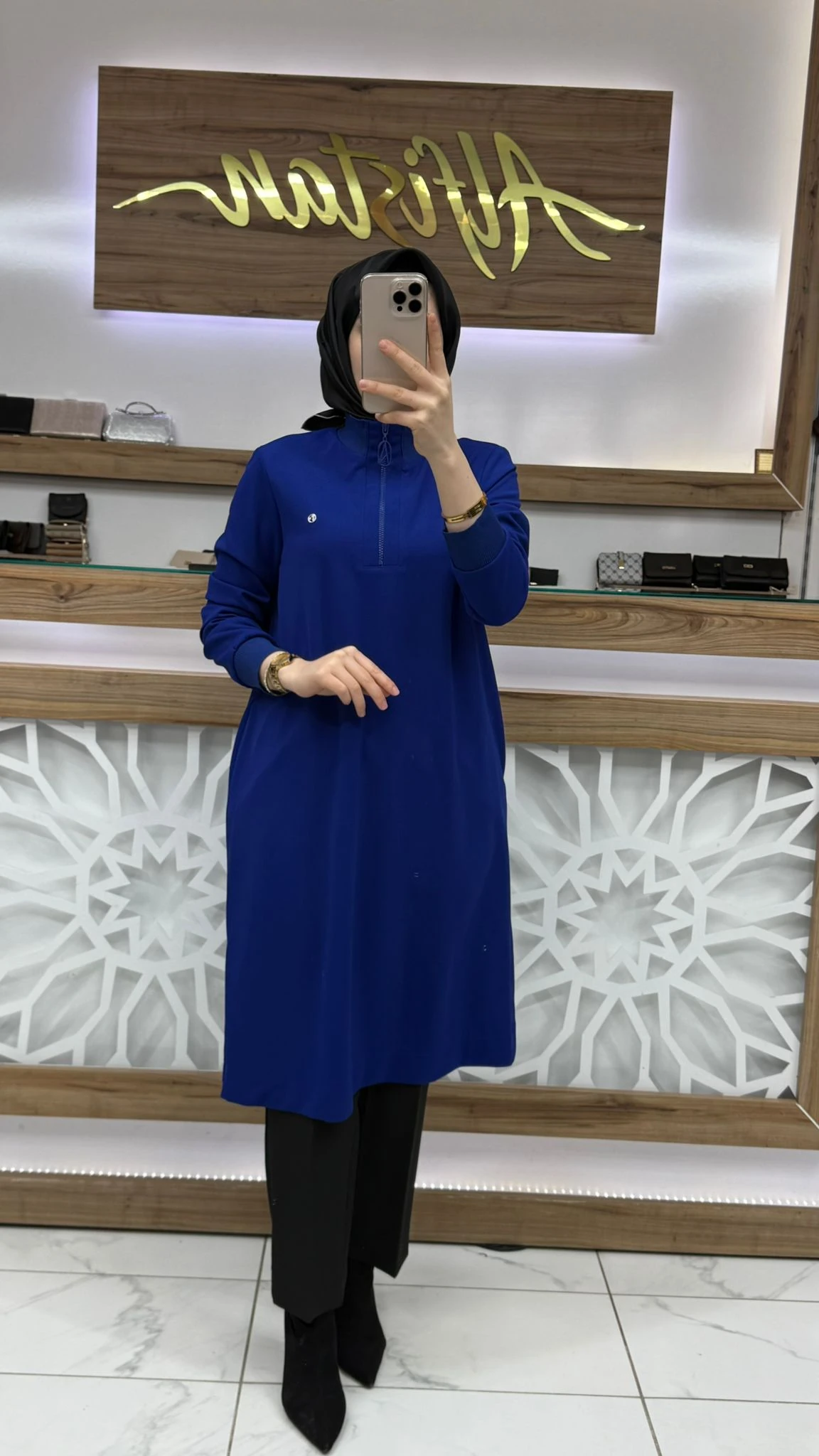 Ribana Detaylı Tunik armn 25KT456 - Saks Mavisi