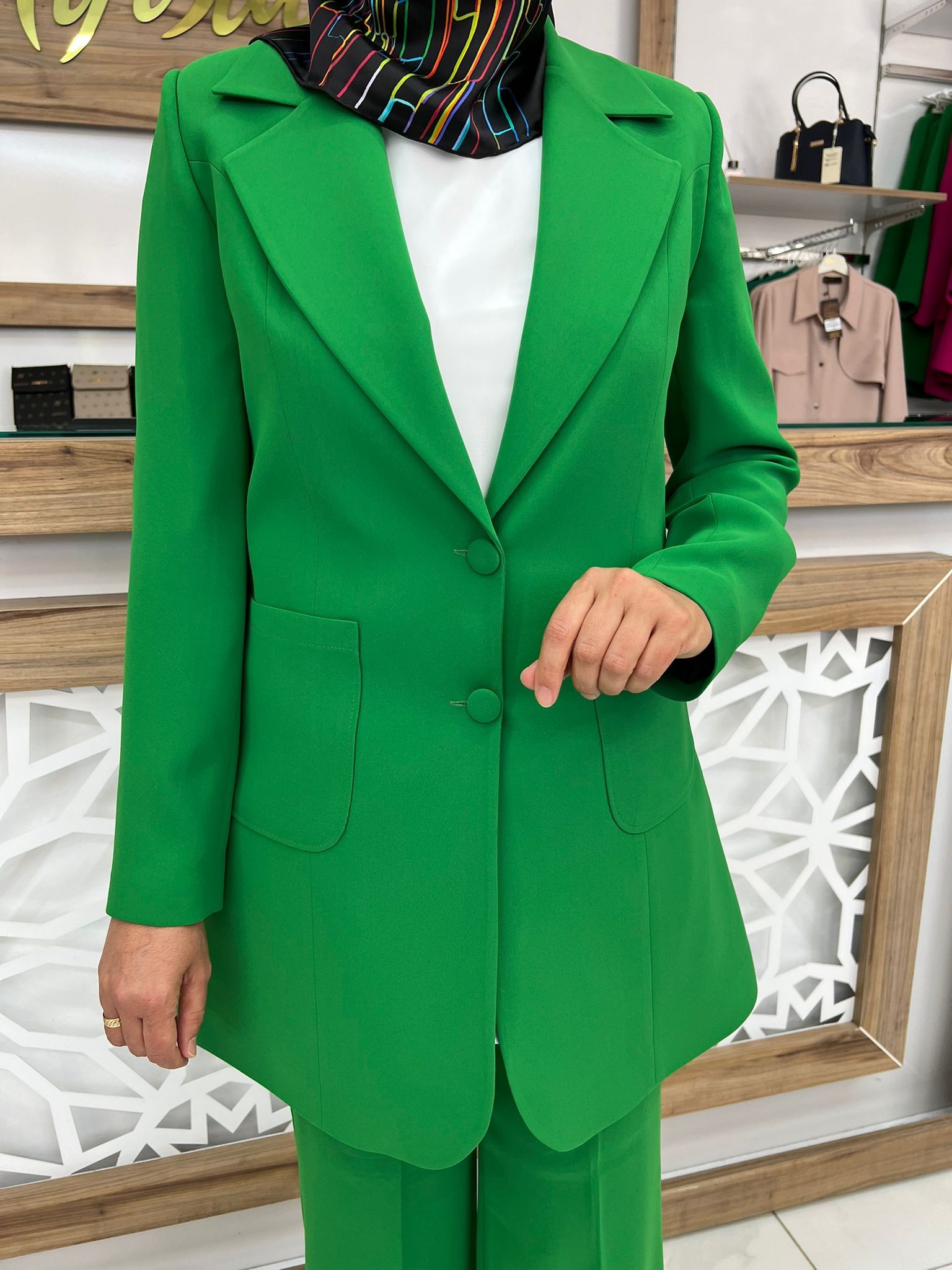 Torba Cep Detaylı Kadın İkili Takım BENETTON YEŞİLİ çnr 584