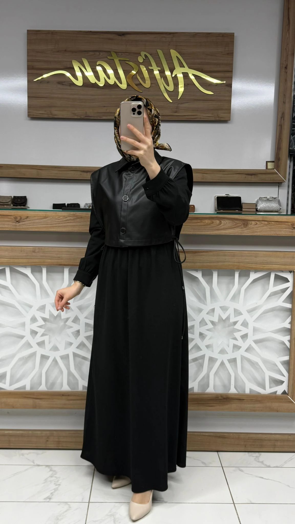 Deri Detaylı  Elbise çnrö 2255