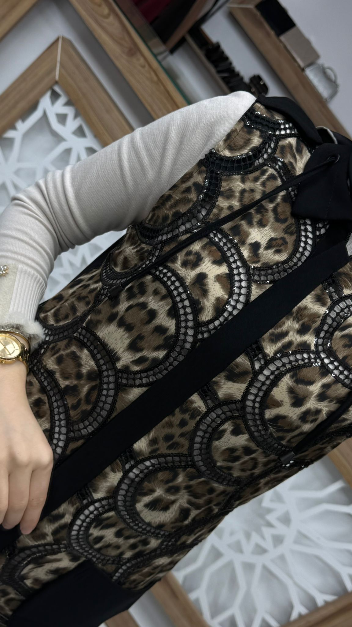 Leopar Detaylı Tesettür  Yelek haya A1666