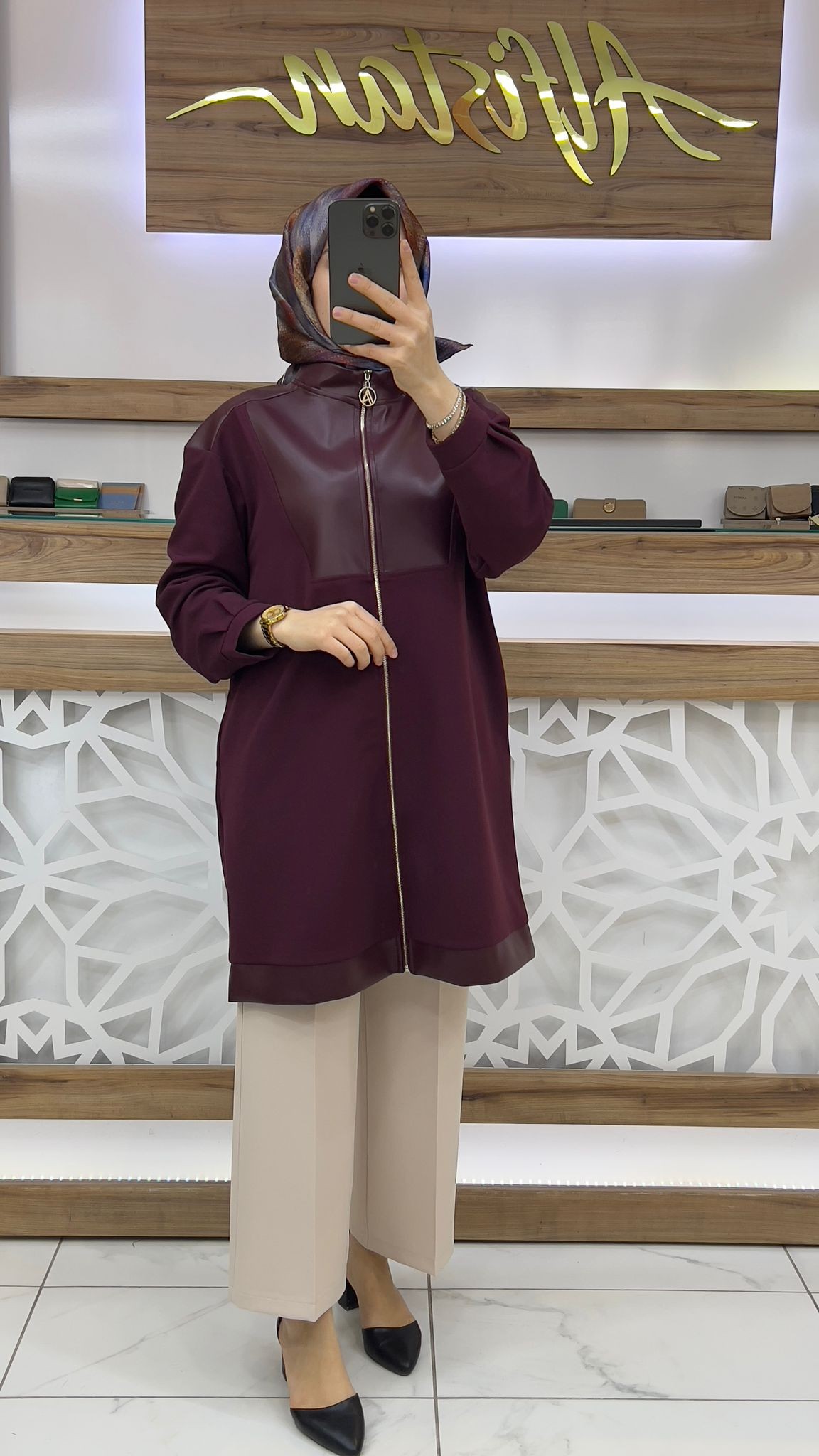 Fermuarlı Tunik (ceket) BORDO armn 24KT452