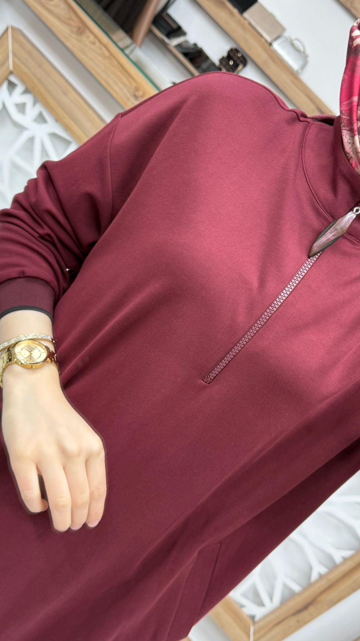 Fermuarlı Ribana Detaylı Kol ağızları Yarı fermuarlı Tunik armn 25KT461