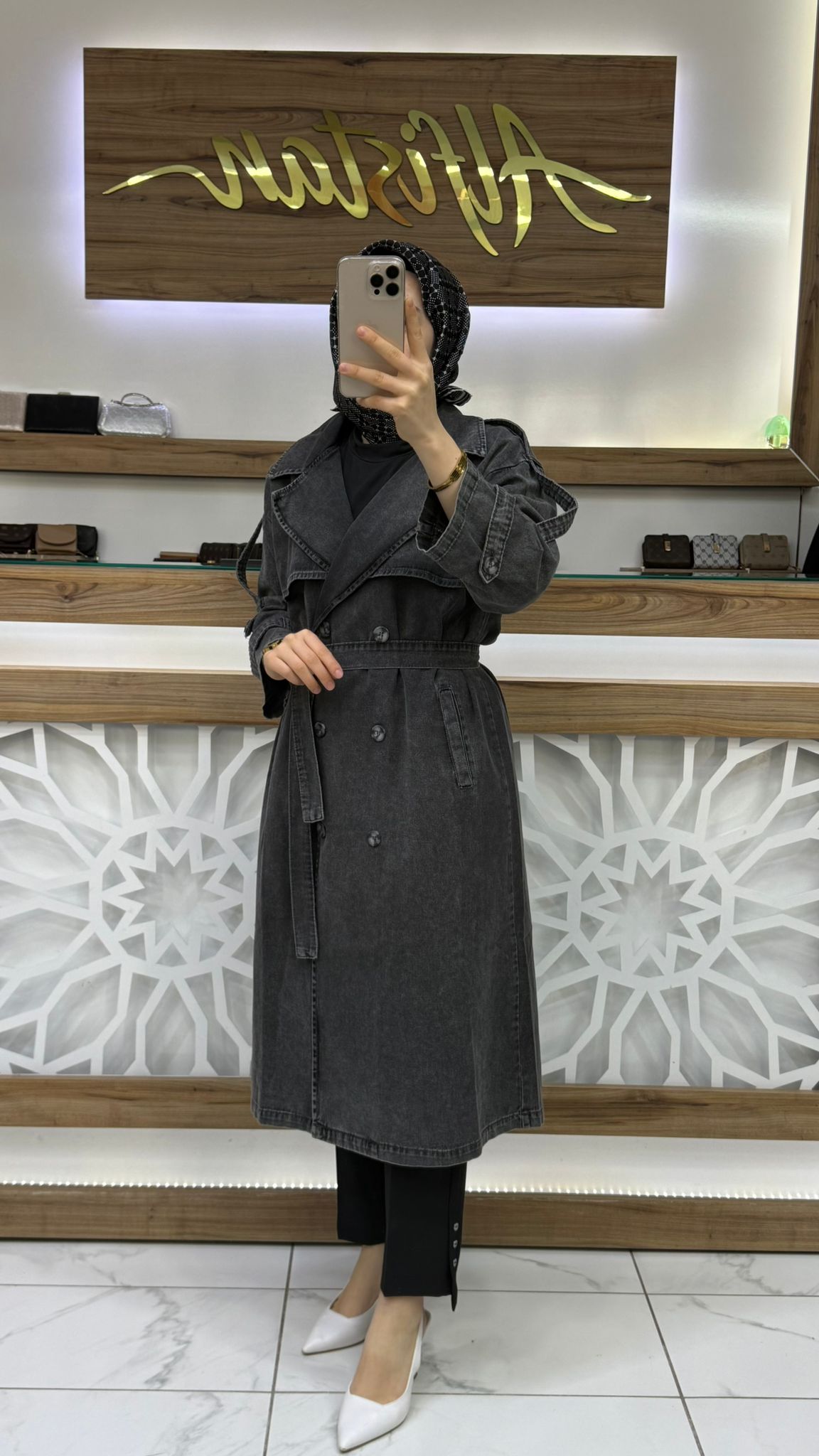 Denim Kot Kadın Tesettür Trenç mgzn 7407