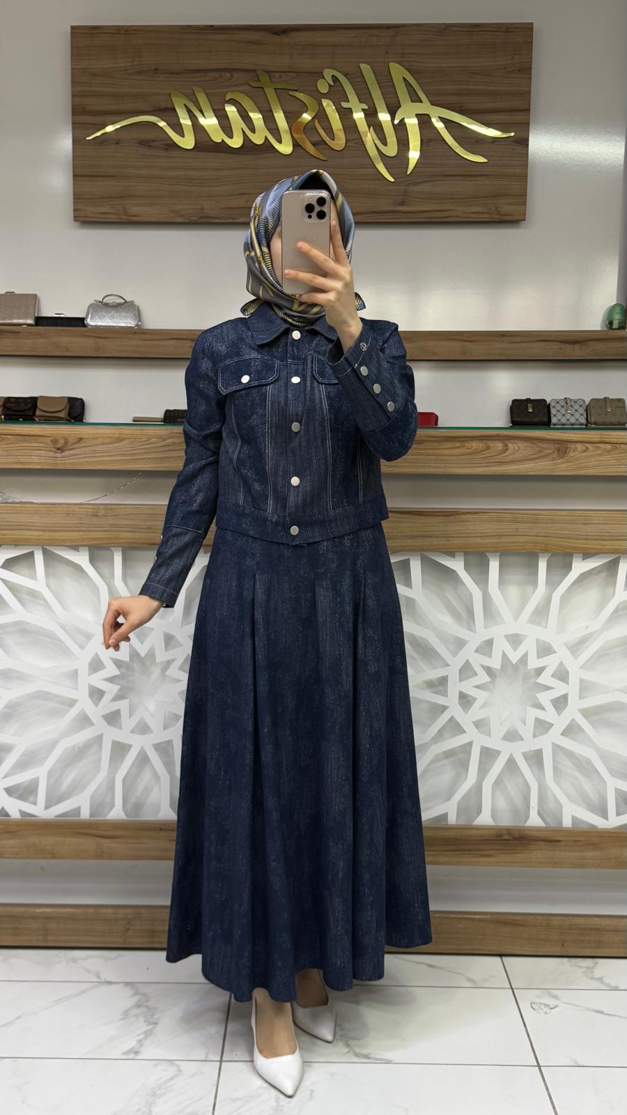 Gömlek Yaka Düğmeli Ceket Etek  İkili Takım TK-1705 - laci