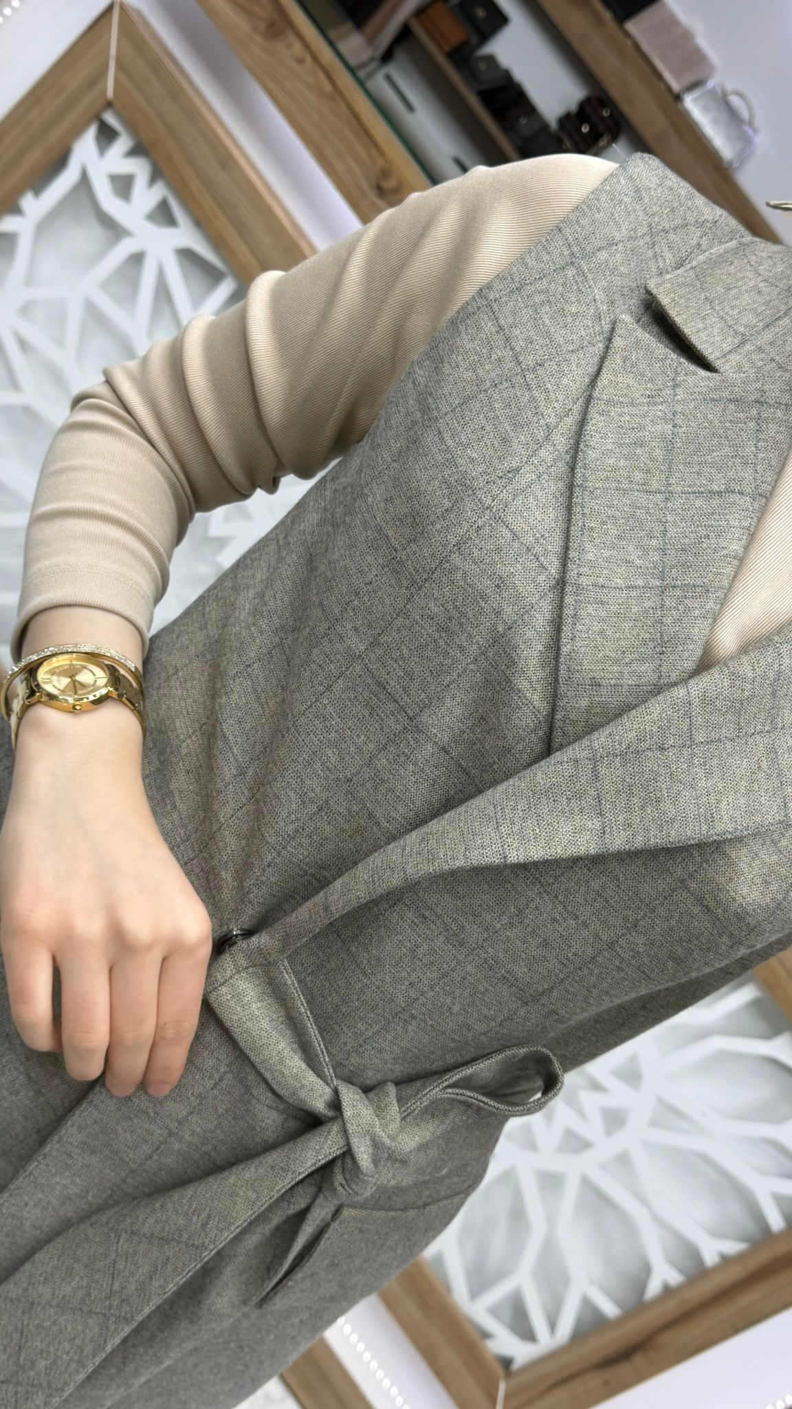 Ekose Desenli Üçlü Kombin Takım ZÜHRE TK-1050