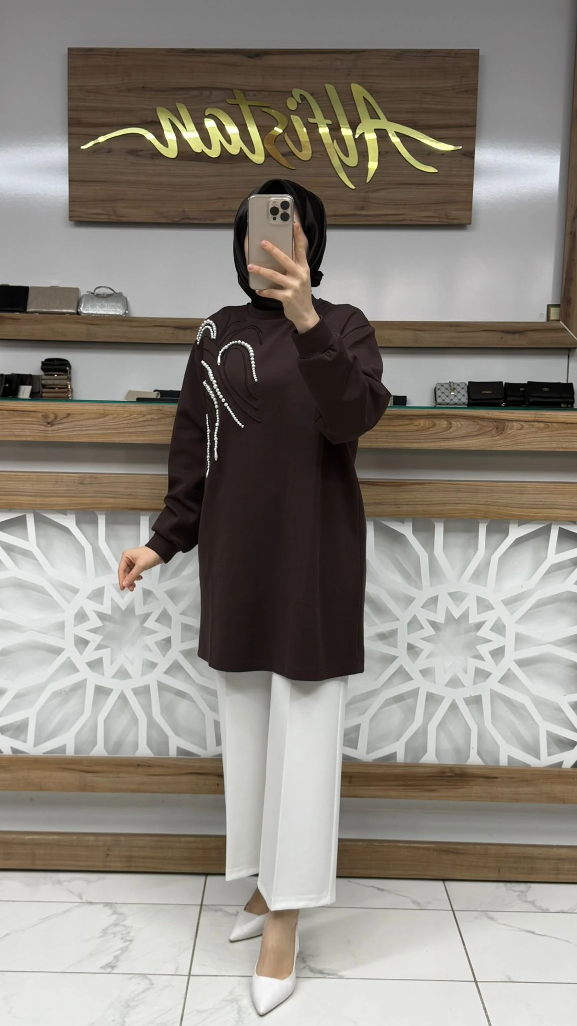 Önü İnci Taş İşlemeli Tunik lvdr 1012