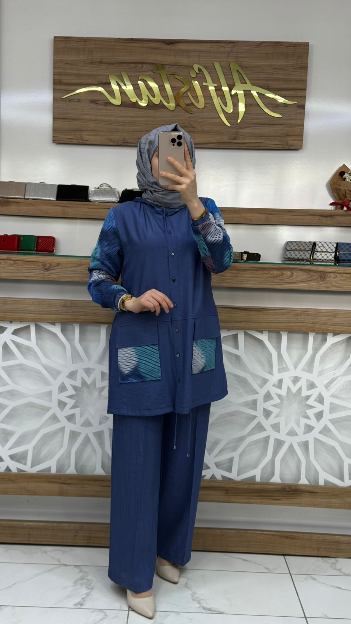File Detaylı Pantolonlu İkili Takım çnrö 2051 - mavi