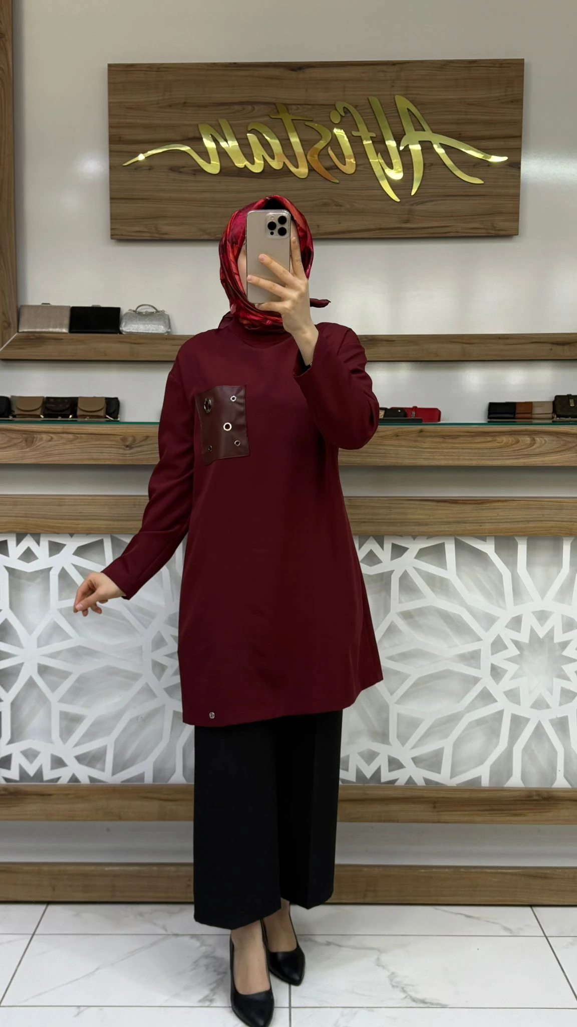 Deri Ve Kuş Gözü Detaylı Tunik armn 25KT438