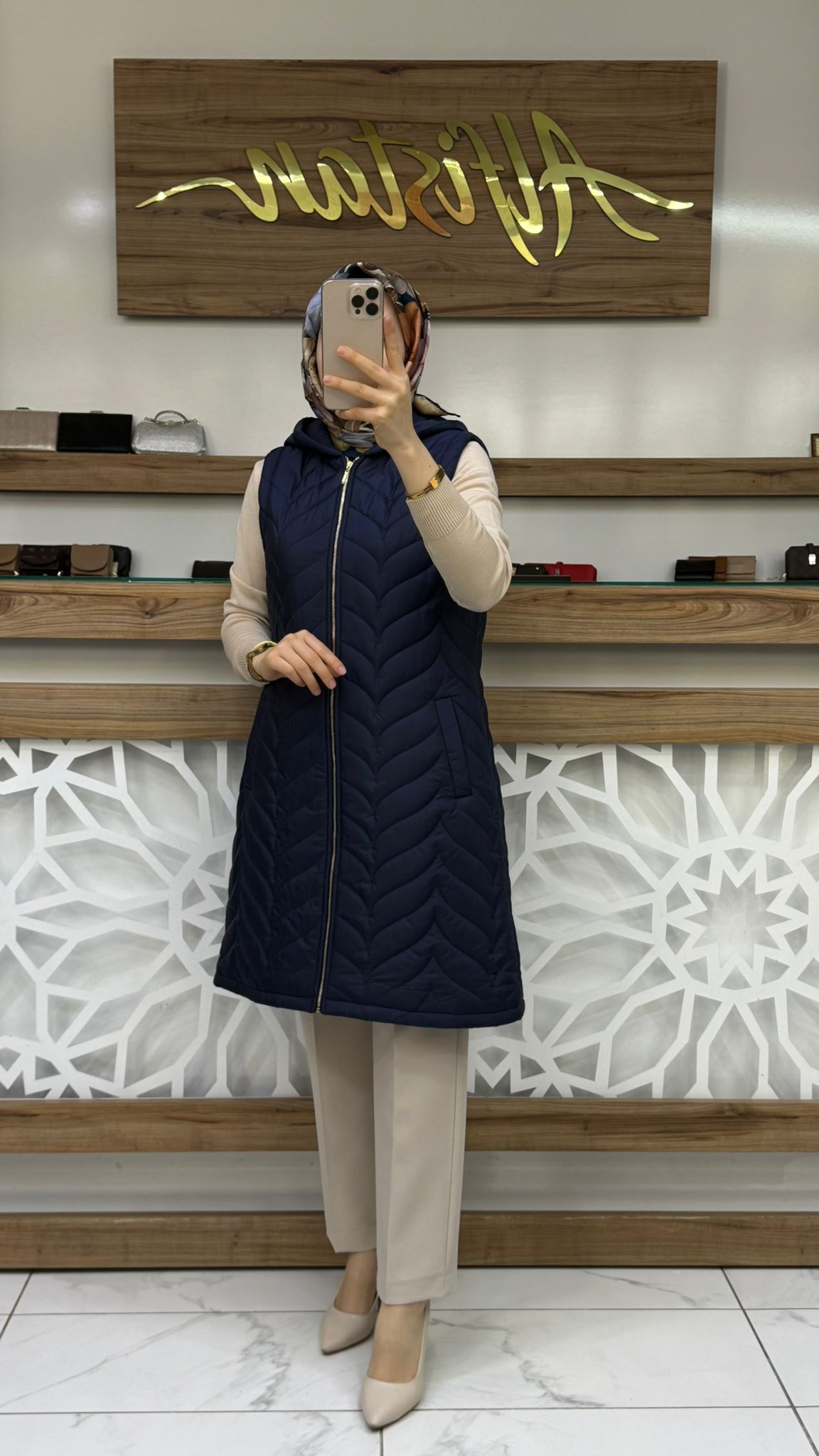 Beli Kemerli Kapitone Tesettür Şişme Yelek qtn 4966