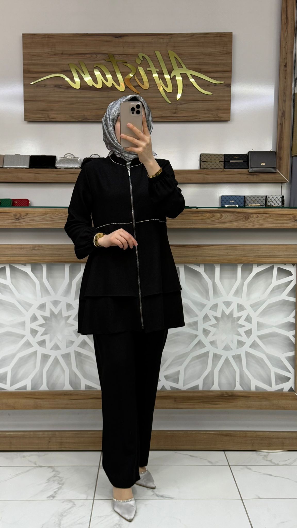 Simli Taşlı Pantolonlu Kadın İkili Takım qntn 6126