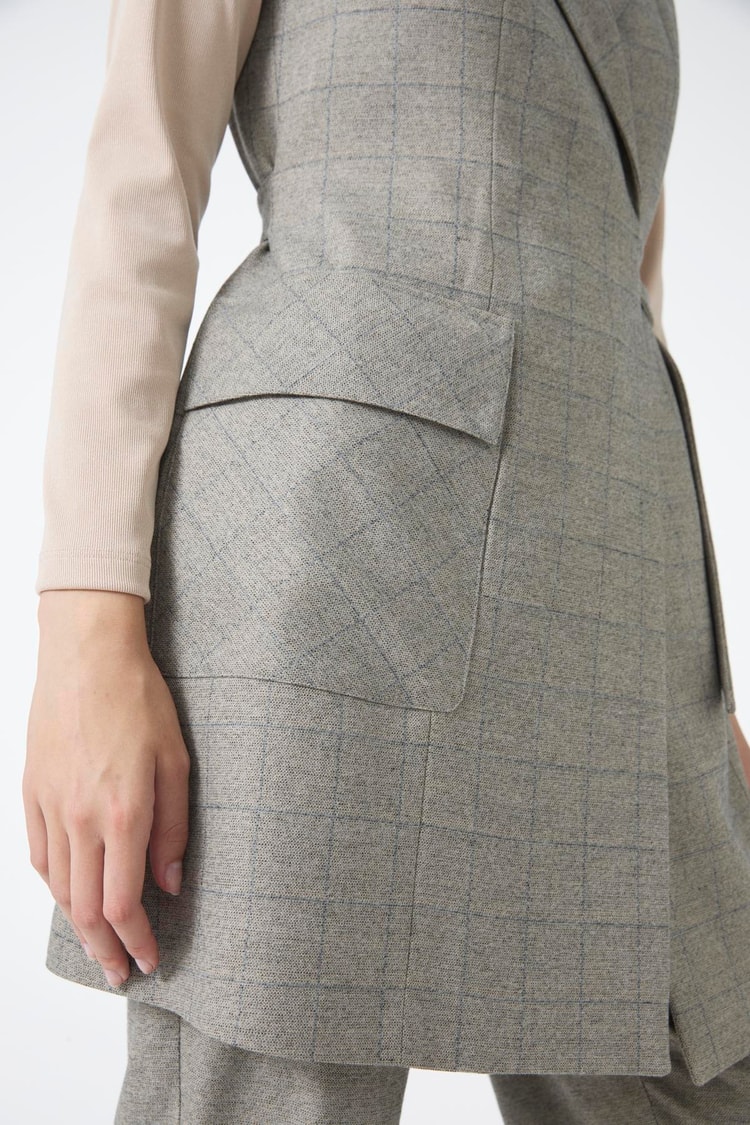 Ekose Desenli Üçlü Kombin Takım ZÜHRE TK-1050