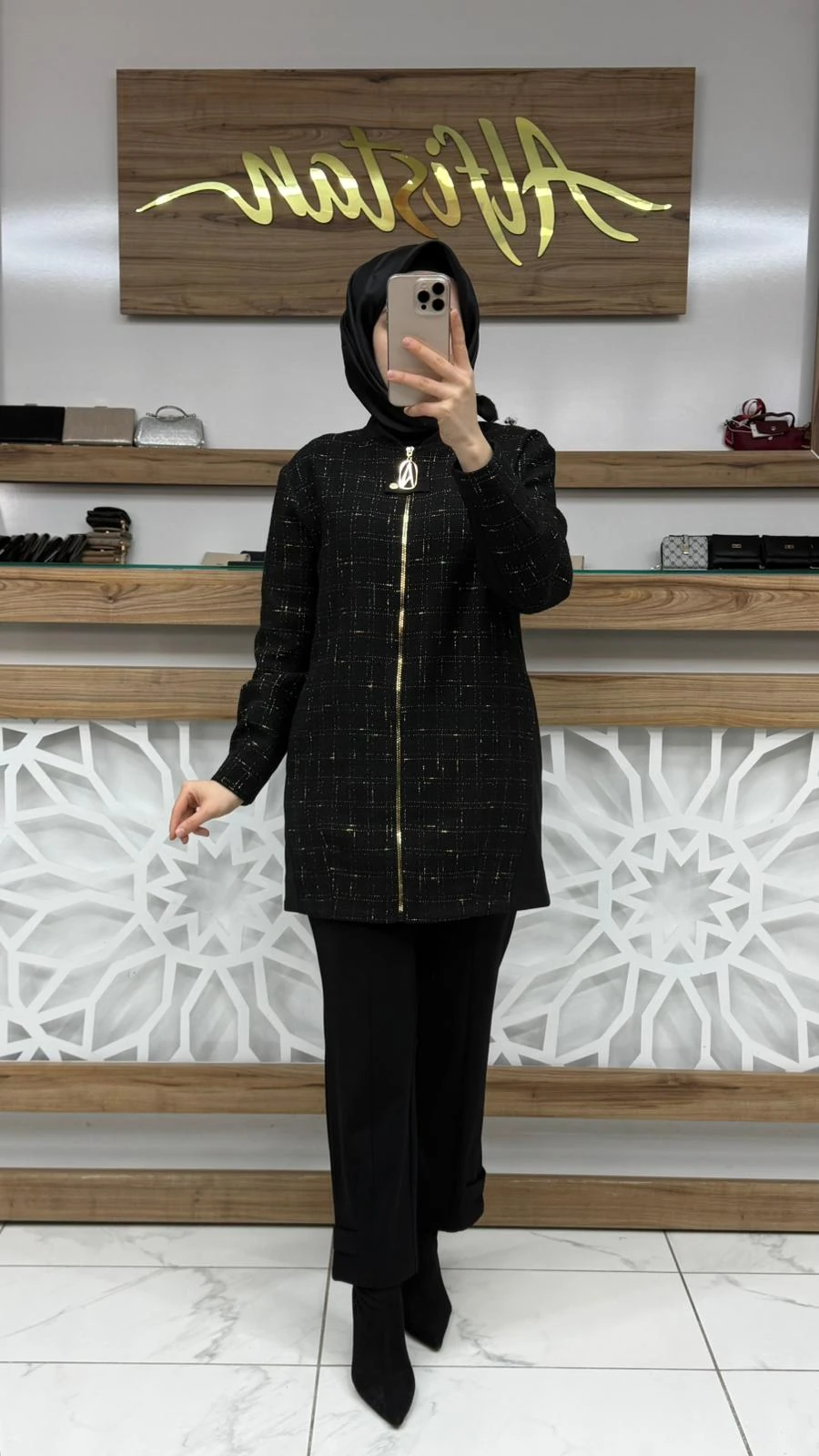 Boydan Fermuarlı Astarlı Pantolonlu İkili Takım armn 25KT612