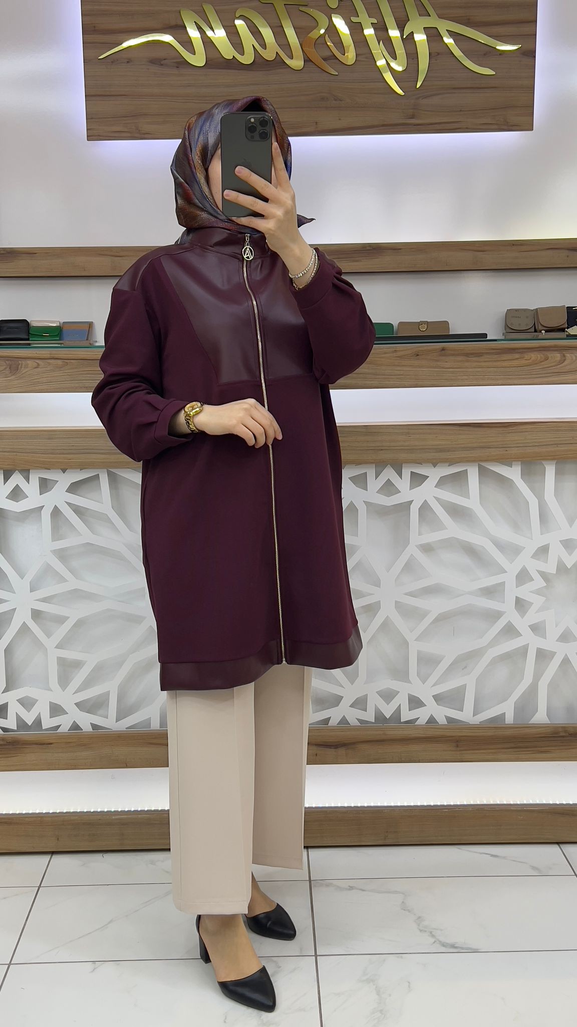 Fermuarlı Tunik (ceket) BORDO armn 24KT452