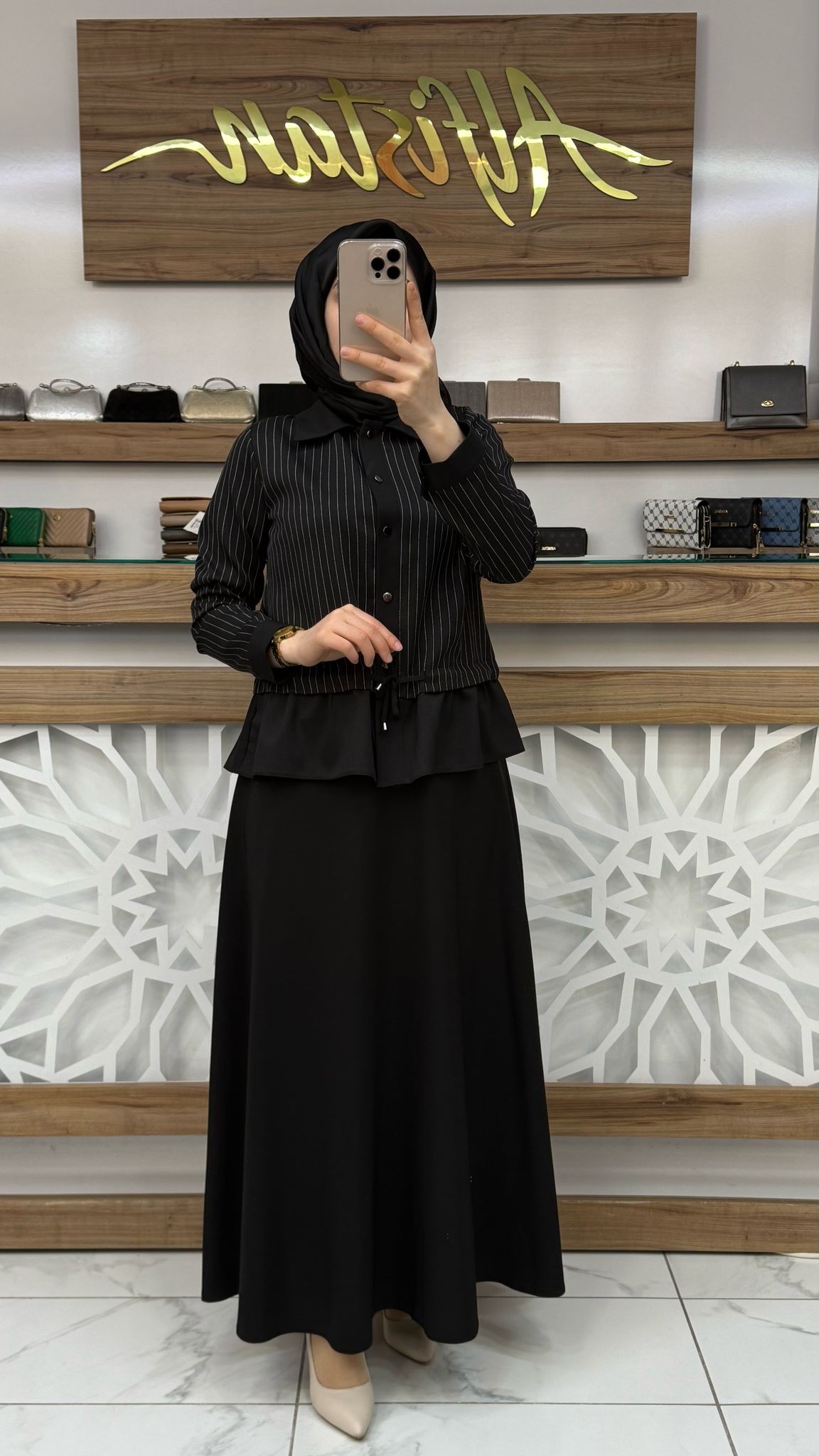 Çizgili Etekli İkili Takım qntn 6106