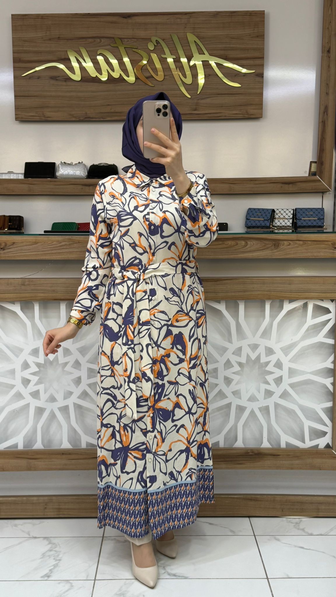 Desenli Uzun Tesettür Tunik armn 25YT421