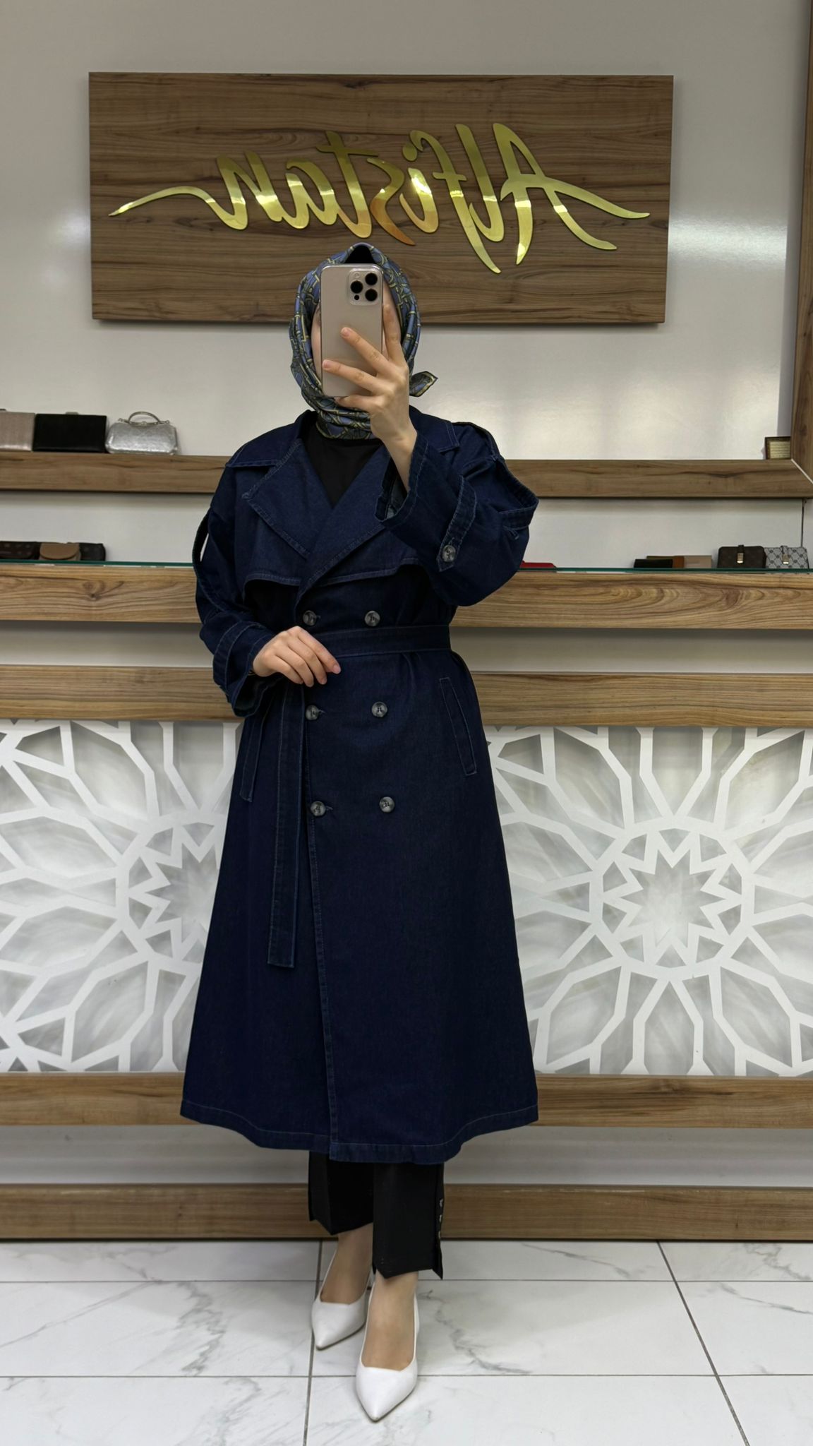 Denim Kot Kadın Tesettür Trenç mgzn 7407