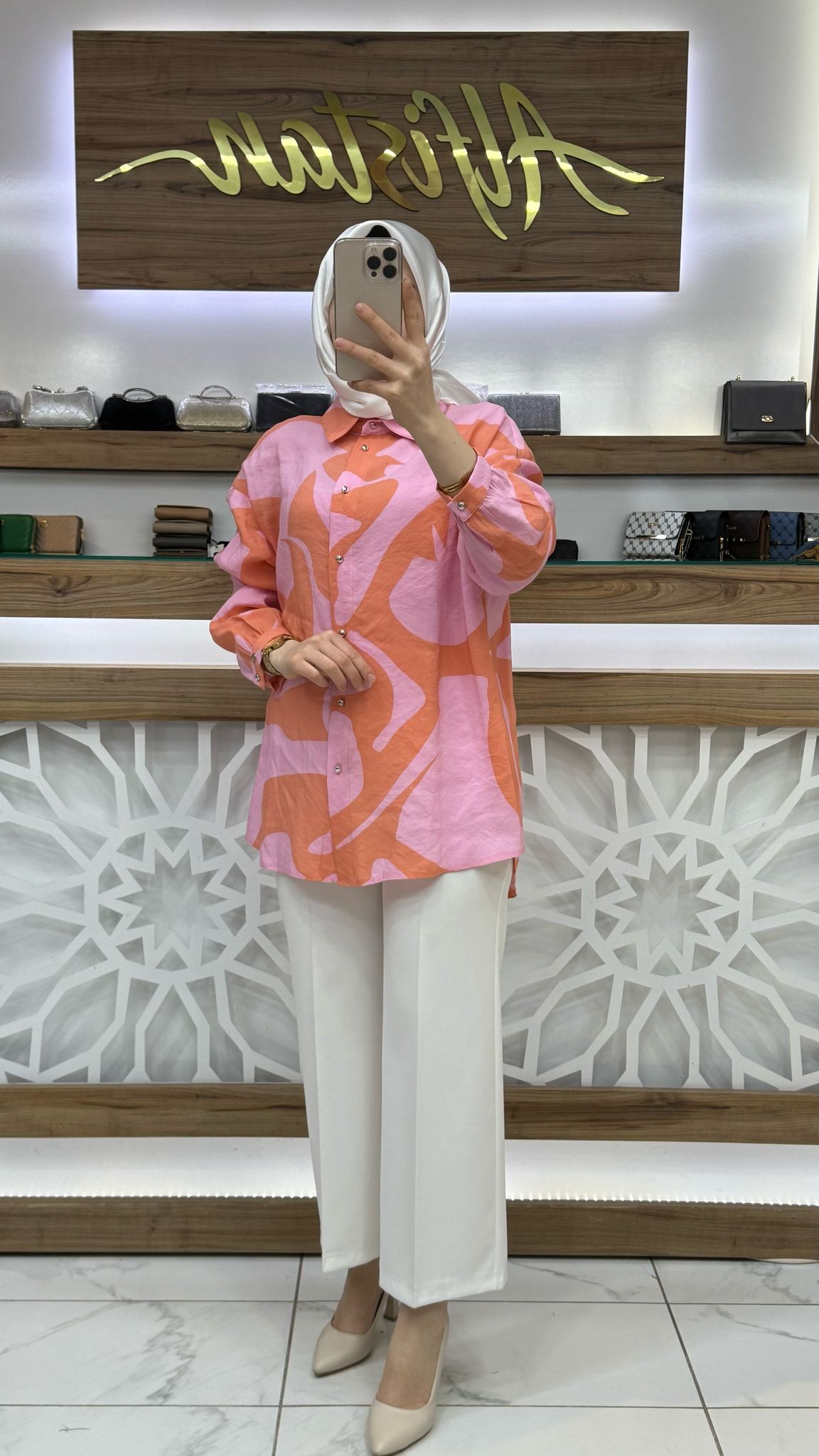 Renk Desenli Tunik armn 25YT487 - pembe