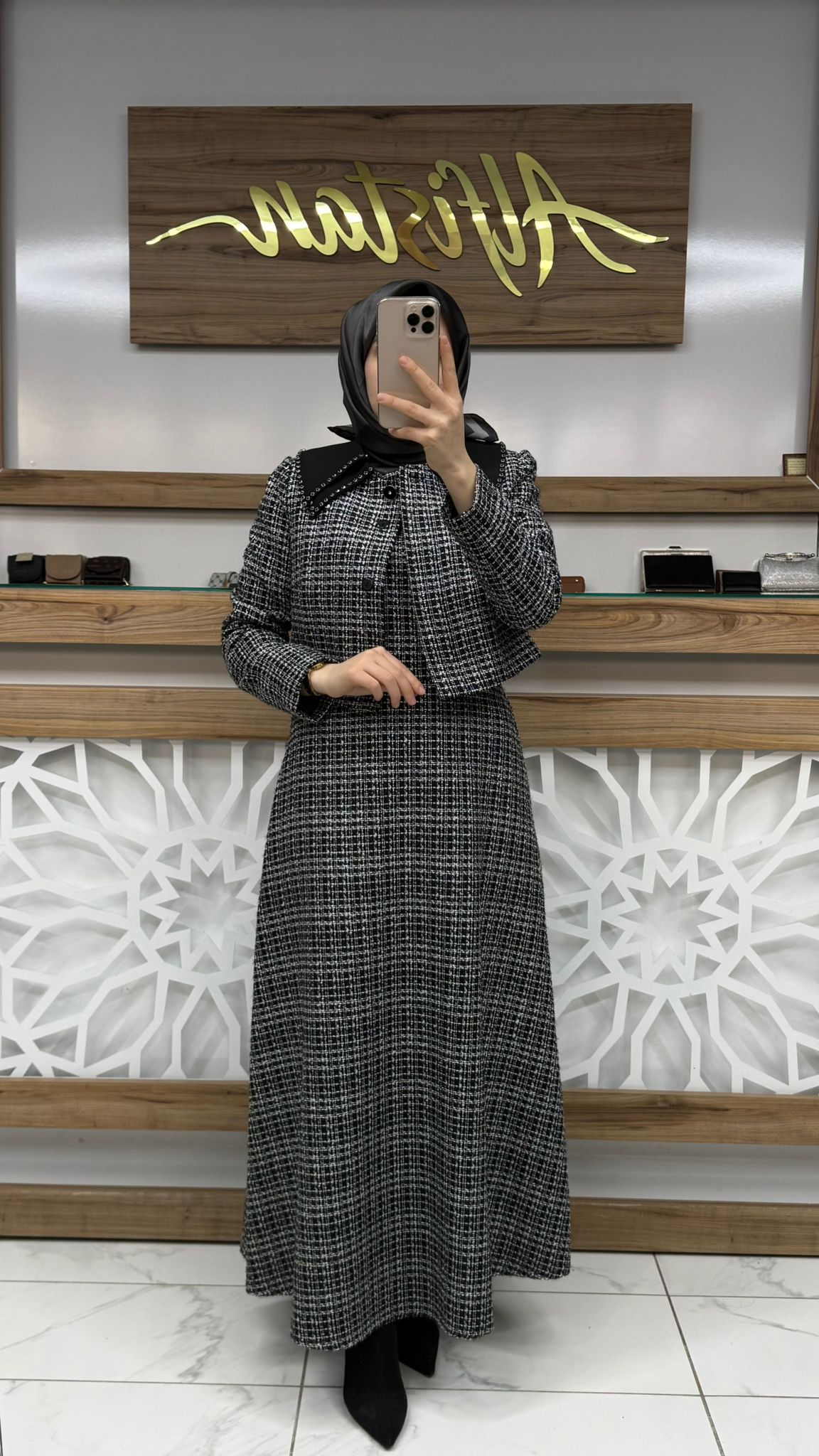 Yaka Detaylı Ceket Elbiseli Ekru Takım ZÜHRE 1641