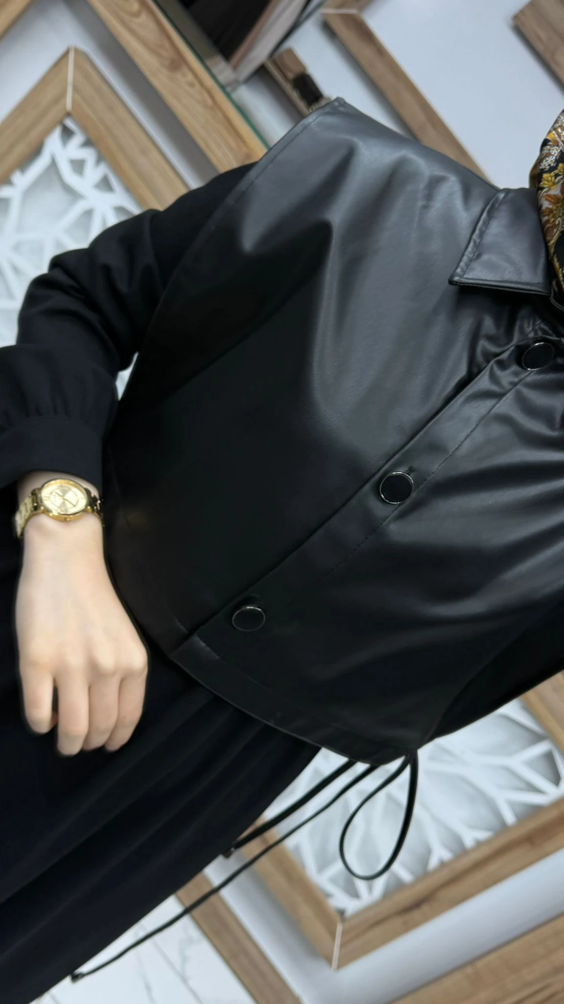 Deri Detaylı  Elbise çnrö 2255