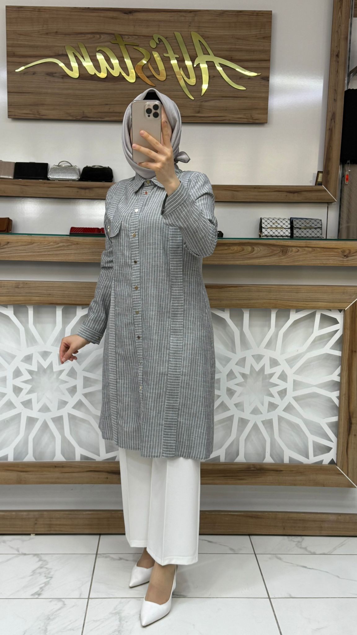 Qetenn ÇİZGİLİ CEBİ TAŞLI TUNİK 2954