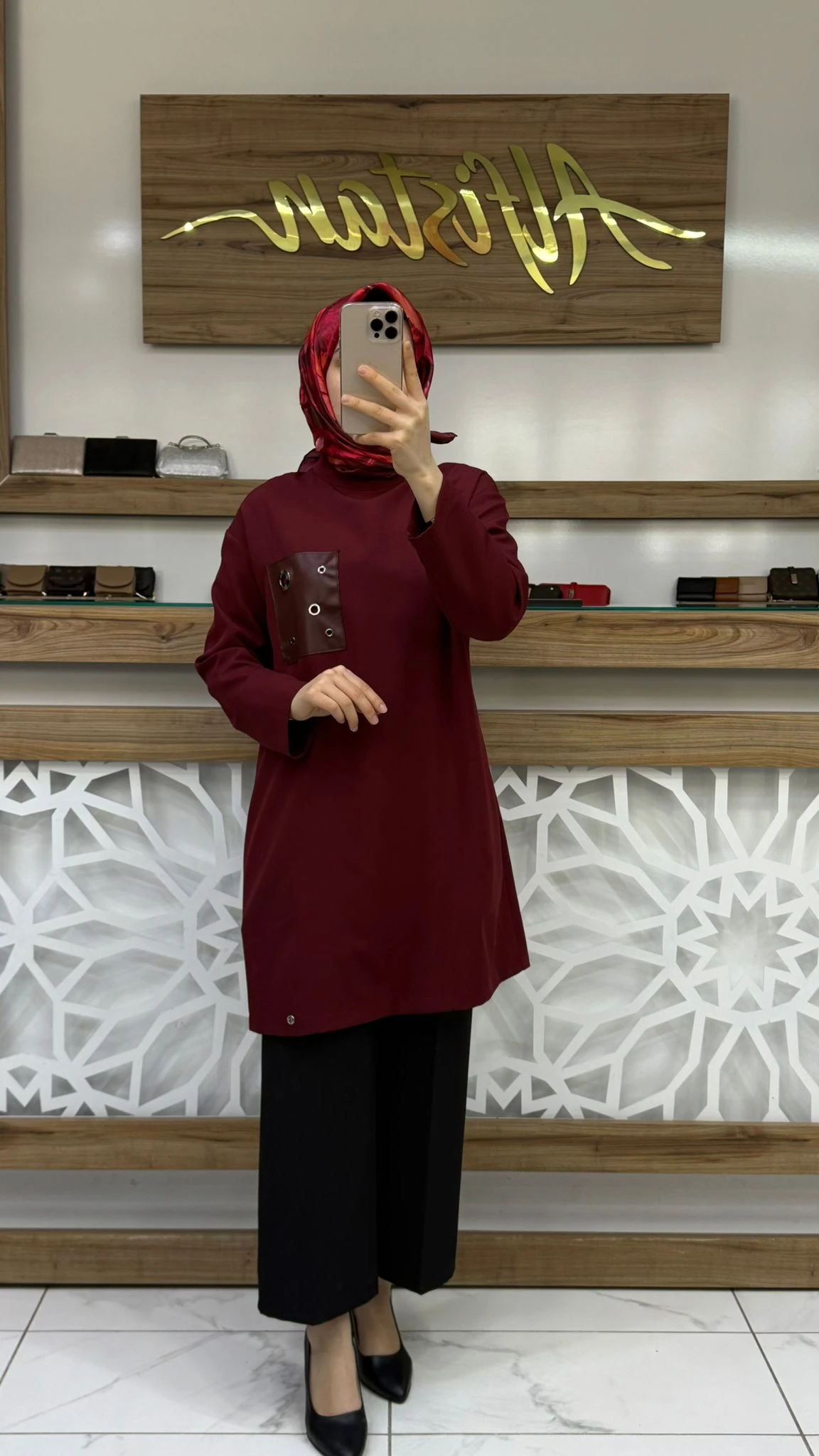 Deri Ve Kuş Gözü Detaylı Tunik armn 25KT438