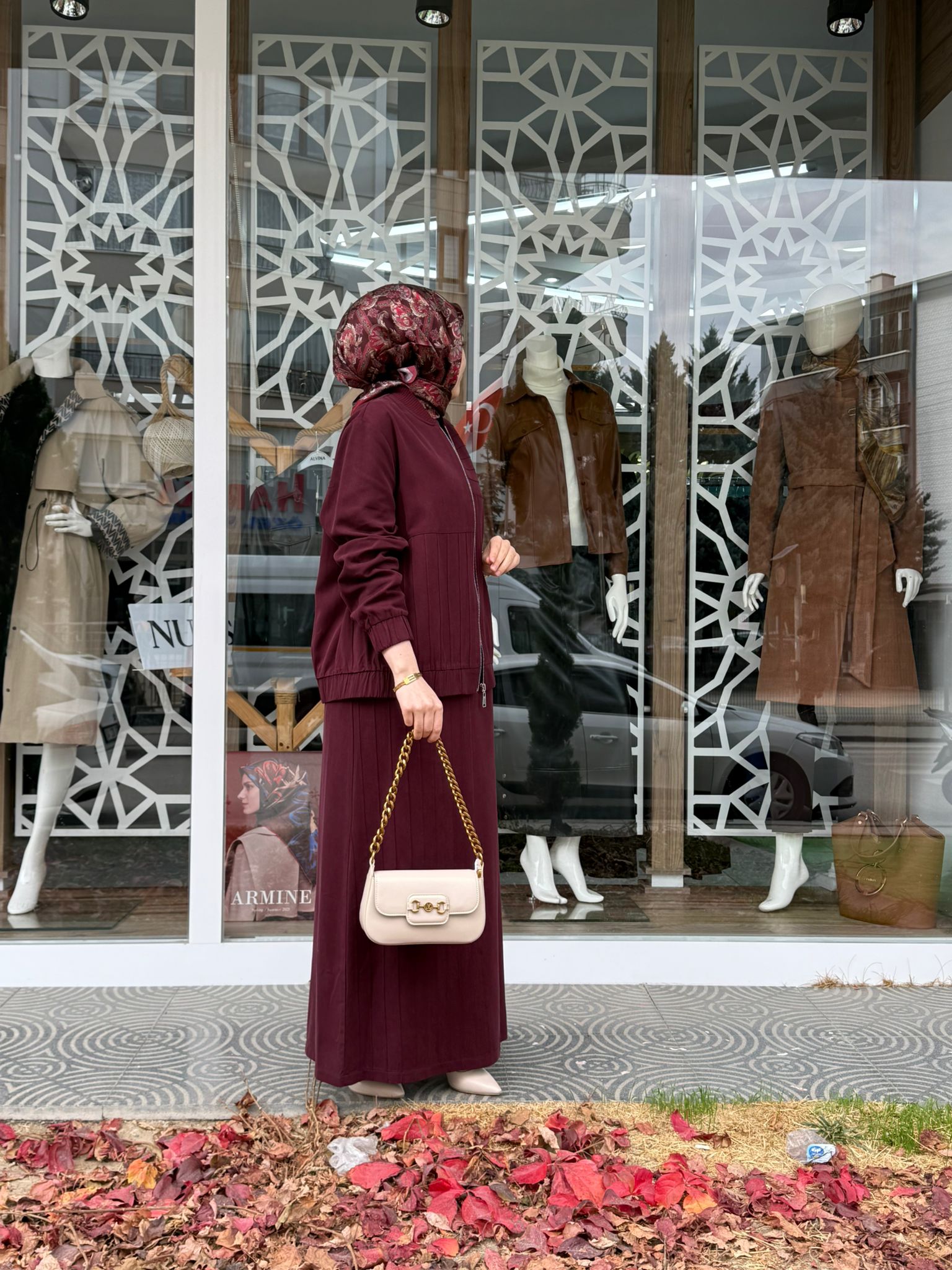 İçi Jile Elbise Bomber Takım nuss 26K1036 - Mürdüm