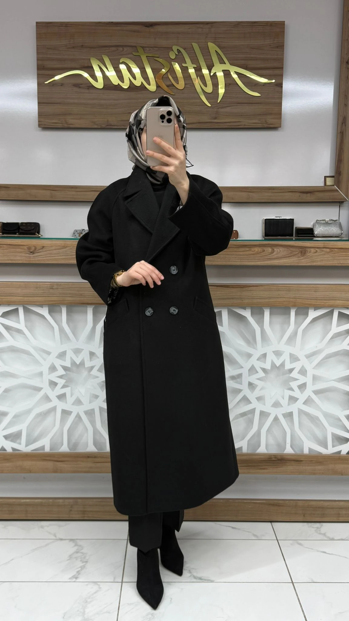 Kruvaze Yaka Cep Detaylı Kaşe Kaban ZÜHRE  13300 - SİYAH