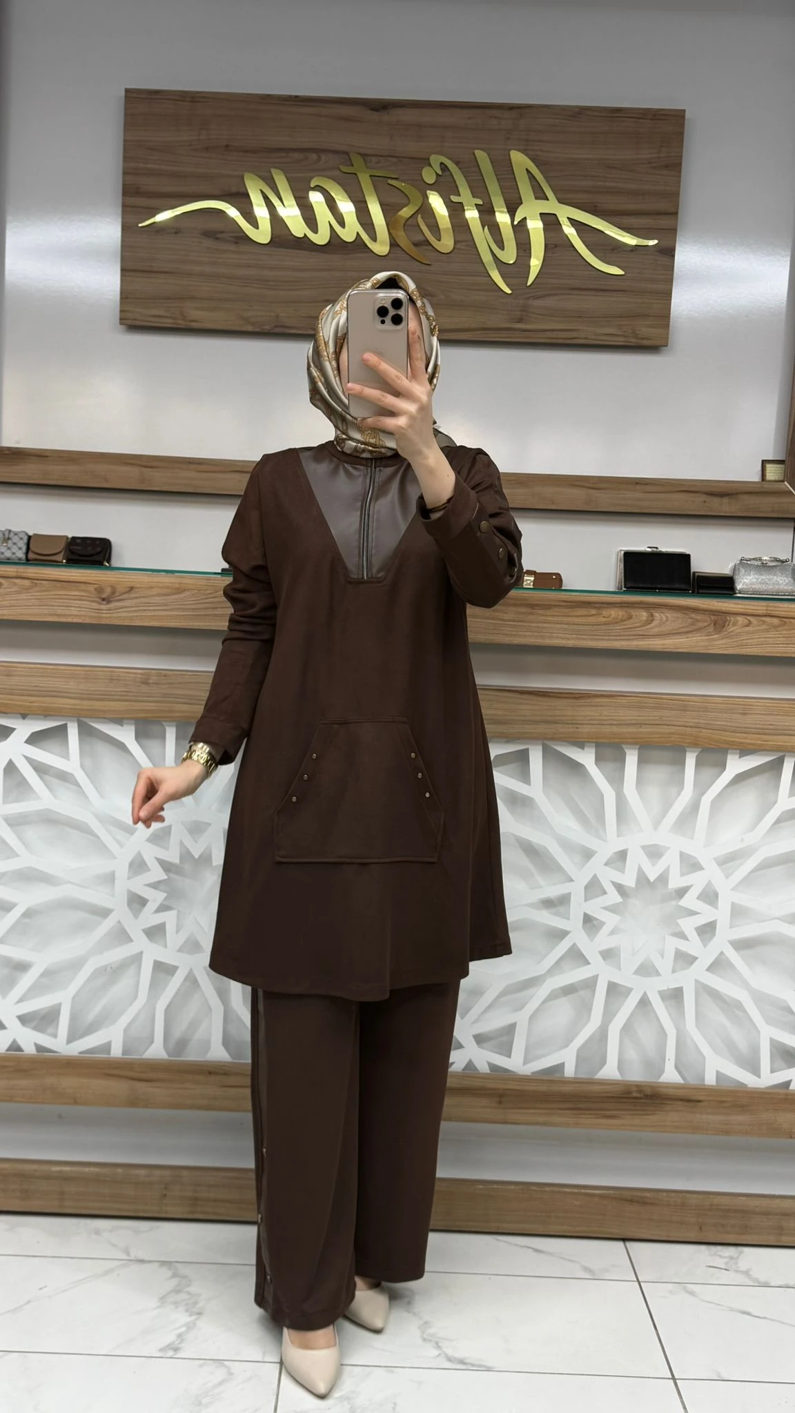 Deri ve Cep Detaylı Kadın İkili Takım çnrö 2228