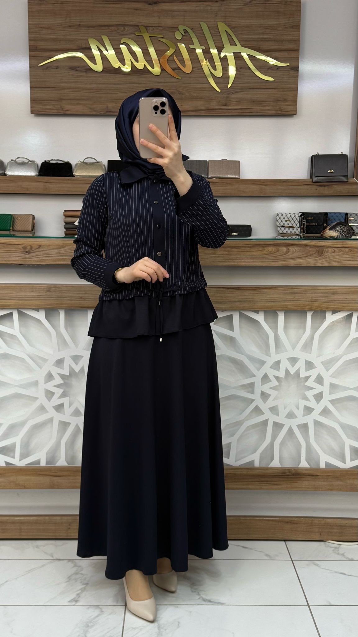Çizgili Etekli İkili Takım qntn 6106