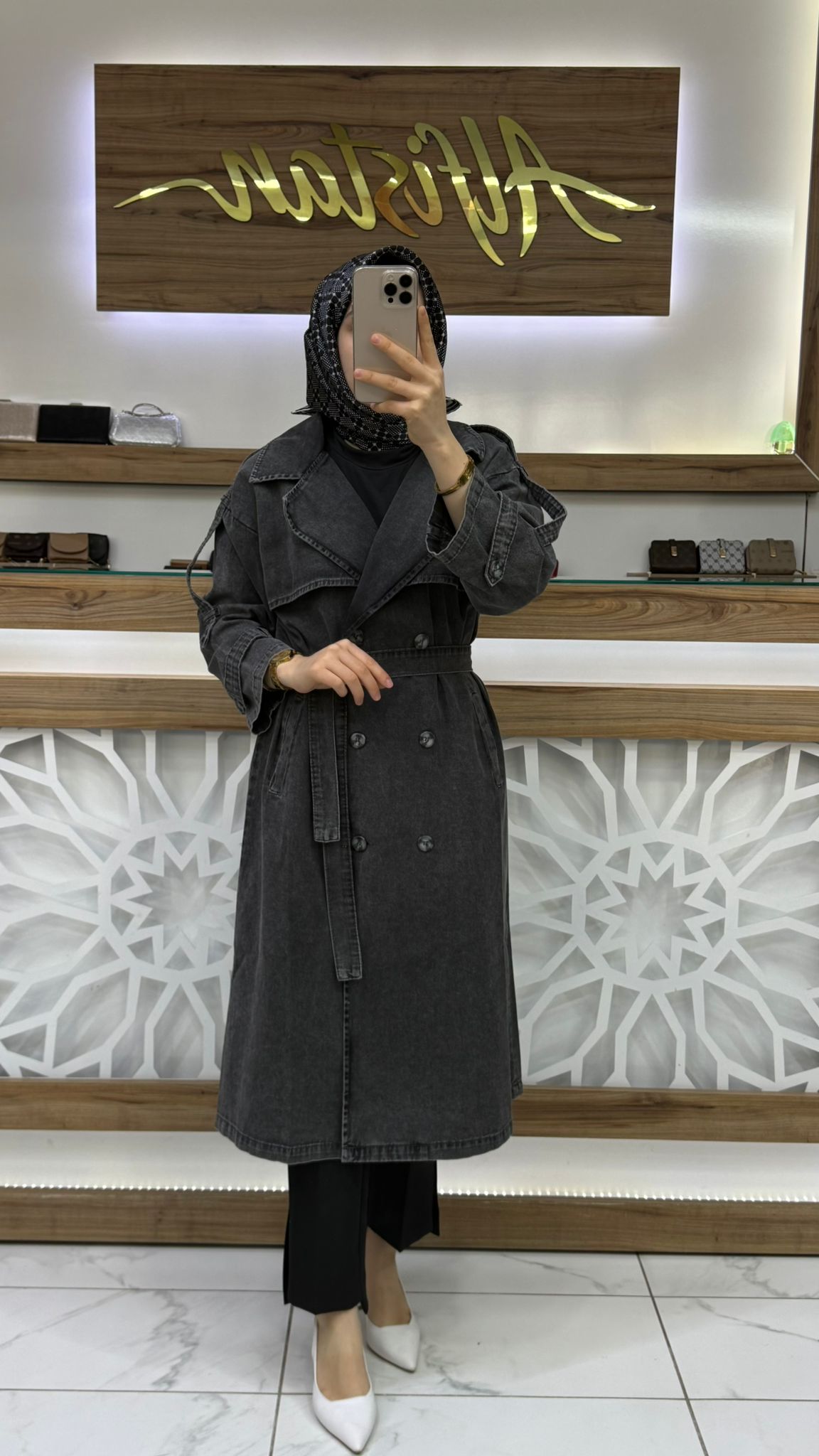 Denim Kot Kadın Tesettür Trenç mgzn 7407