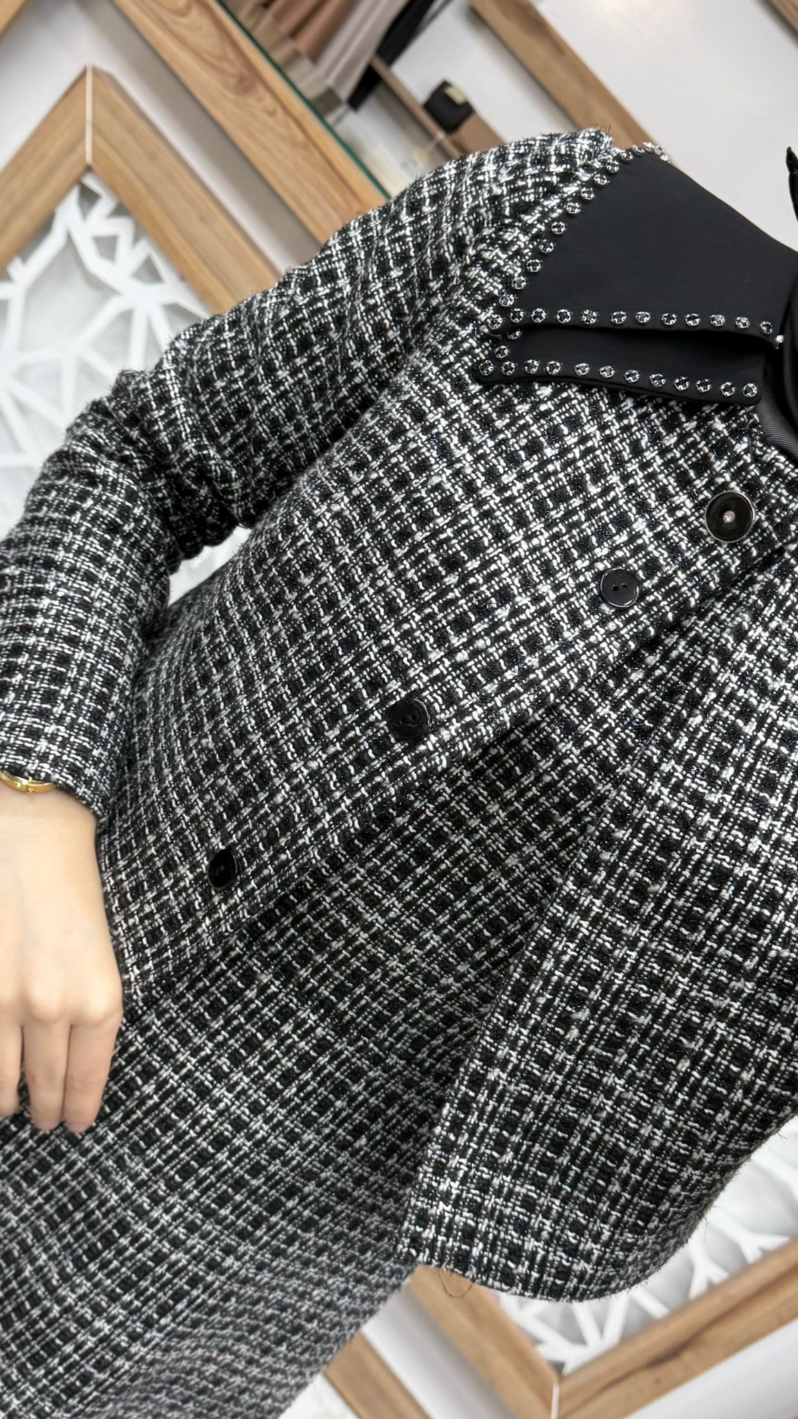 Yaka Detaylı Ceket Elbiseli Ekru Takım ZÜHRE 1641