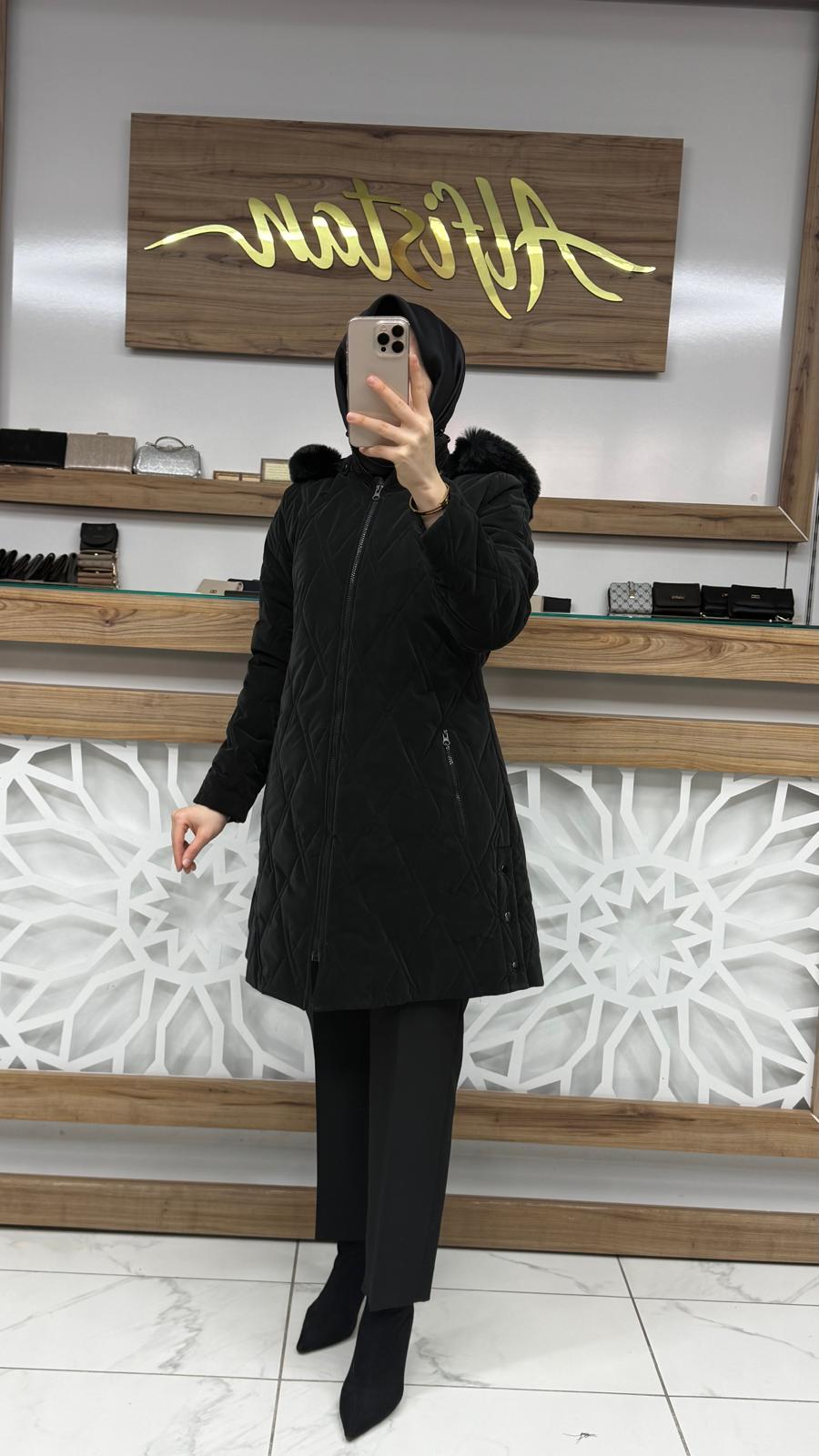 Çakmalı Kapitone Mont çnrö  2291 - siyah