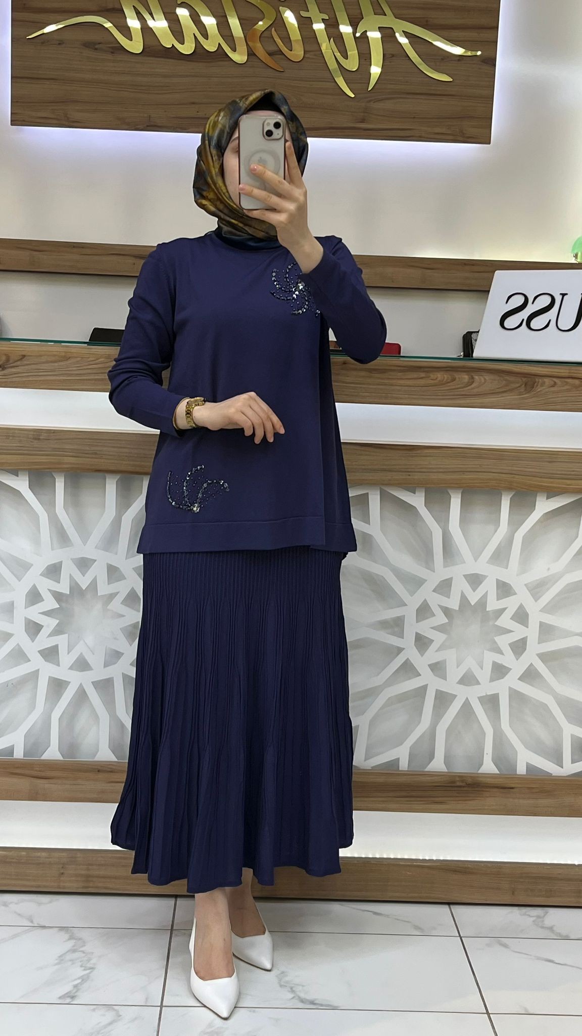 Taş İşlemeli Merserize Takım nuss 26K1352