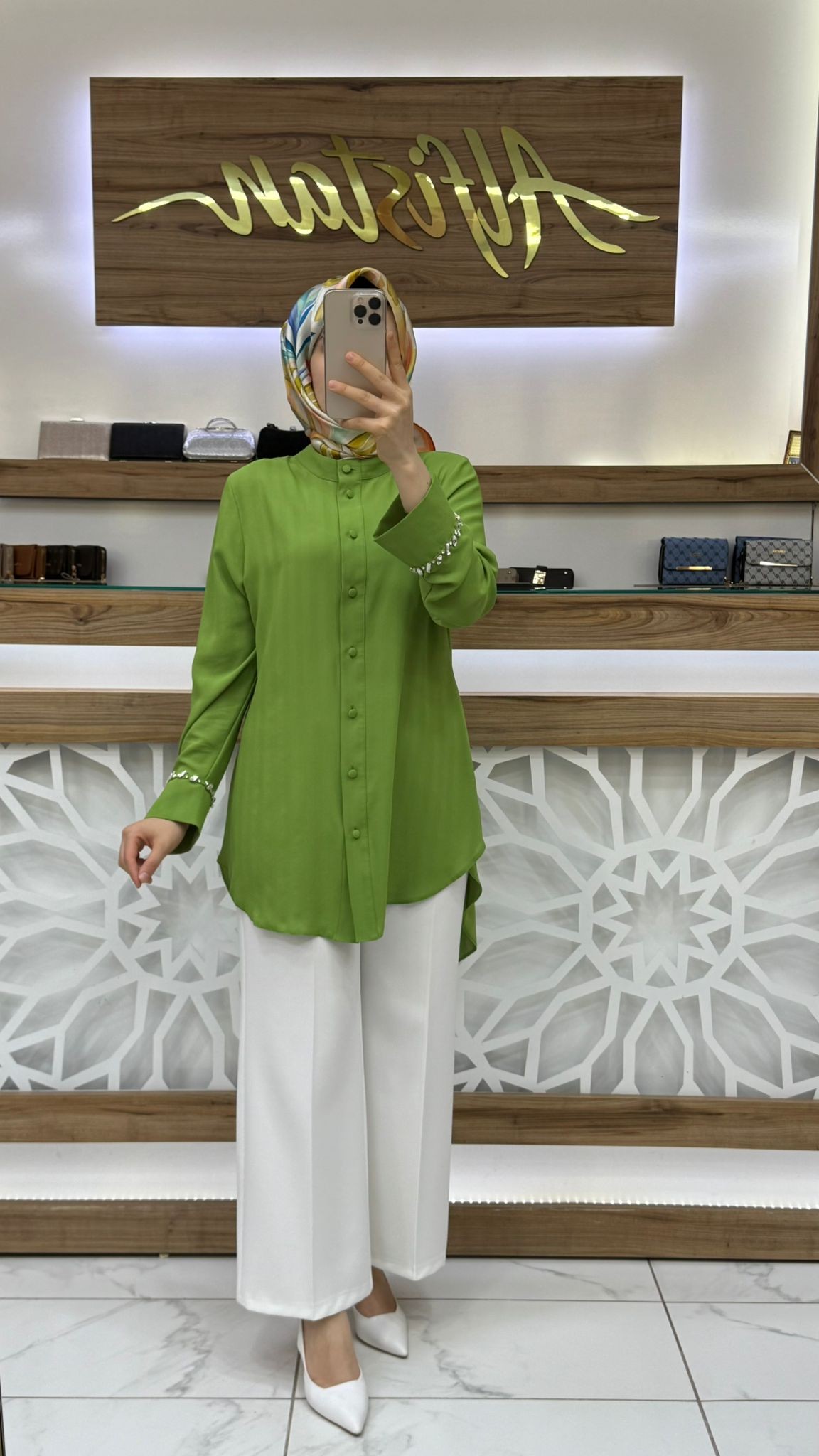 Qetenn Kolu Taşlı Tunik 2953