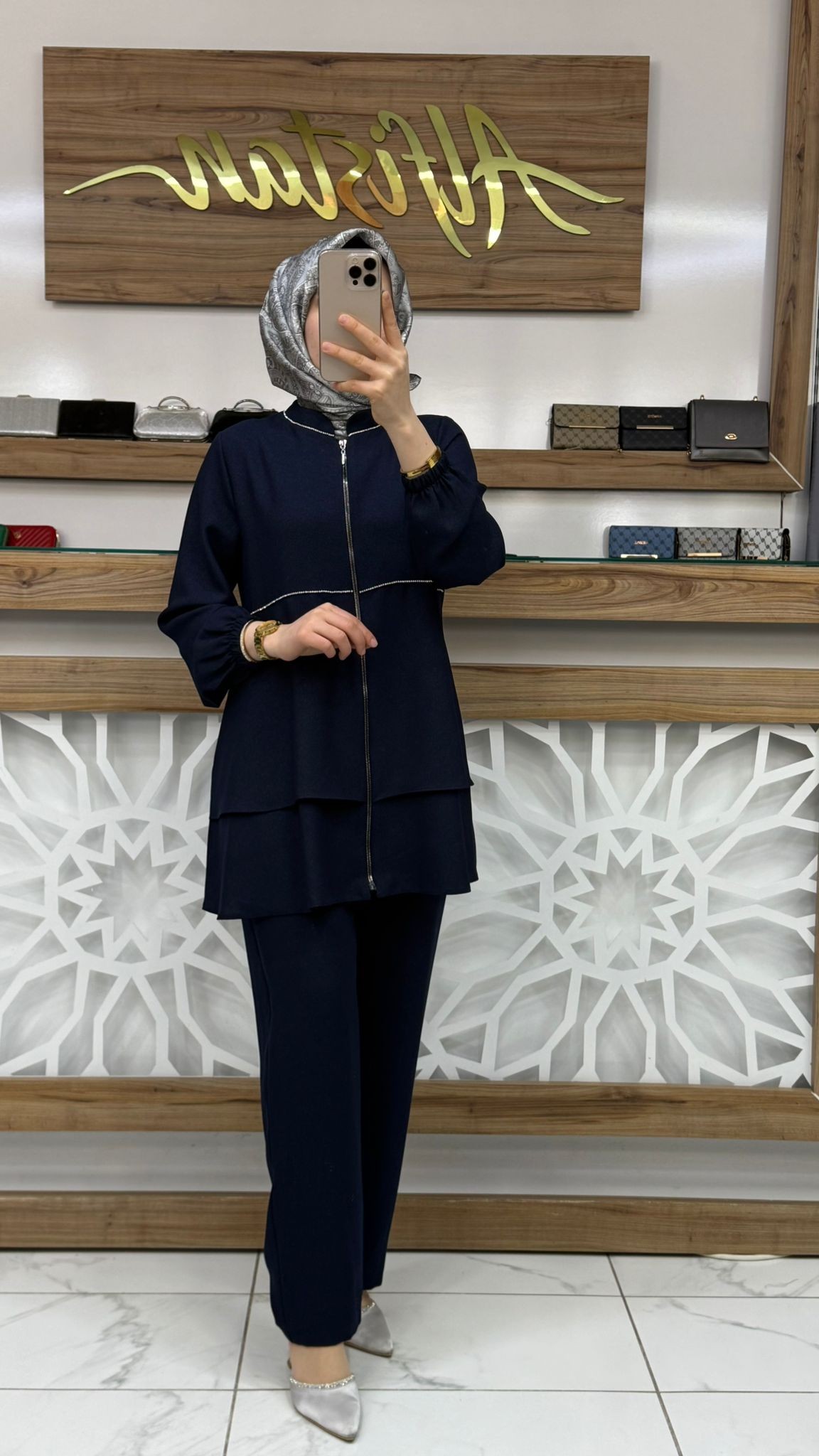Simli Taşlı Pantolonlu Kadın İkili Takım qntn 6126