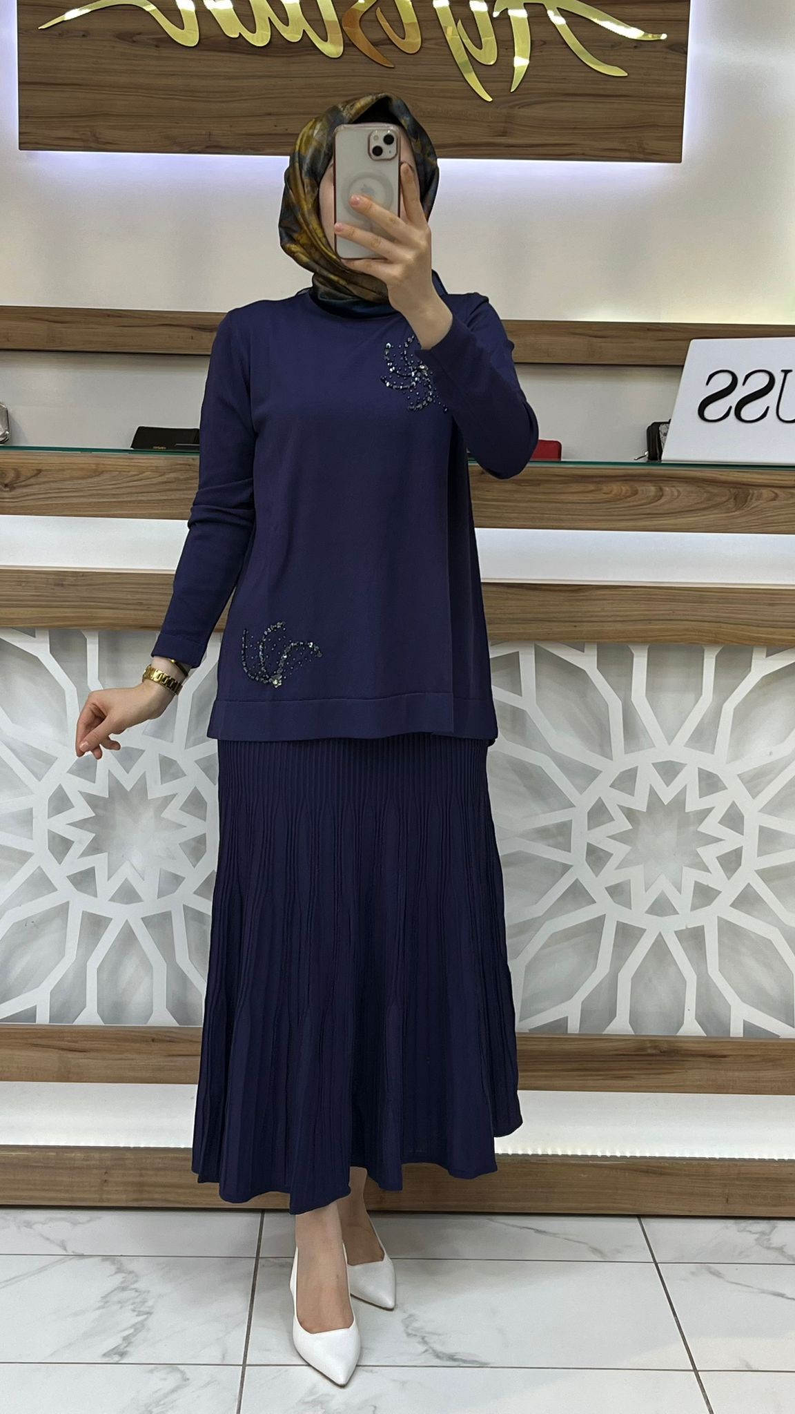 Taş İşlemeli Merserize Takım nuss 26K1352