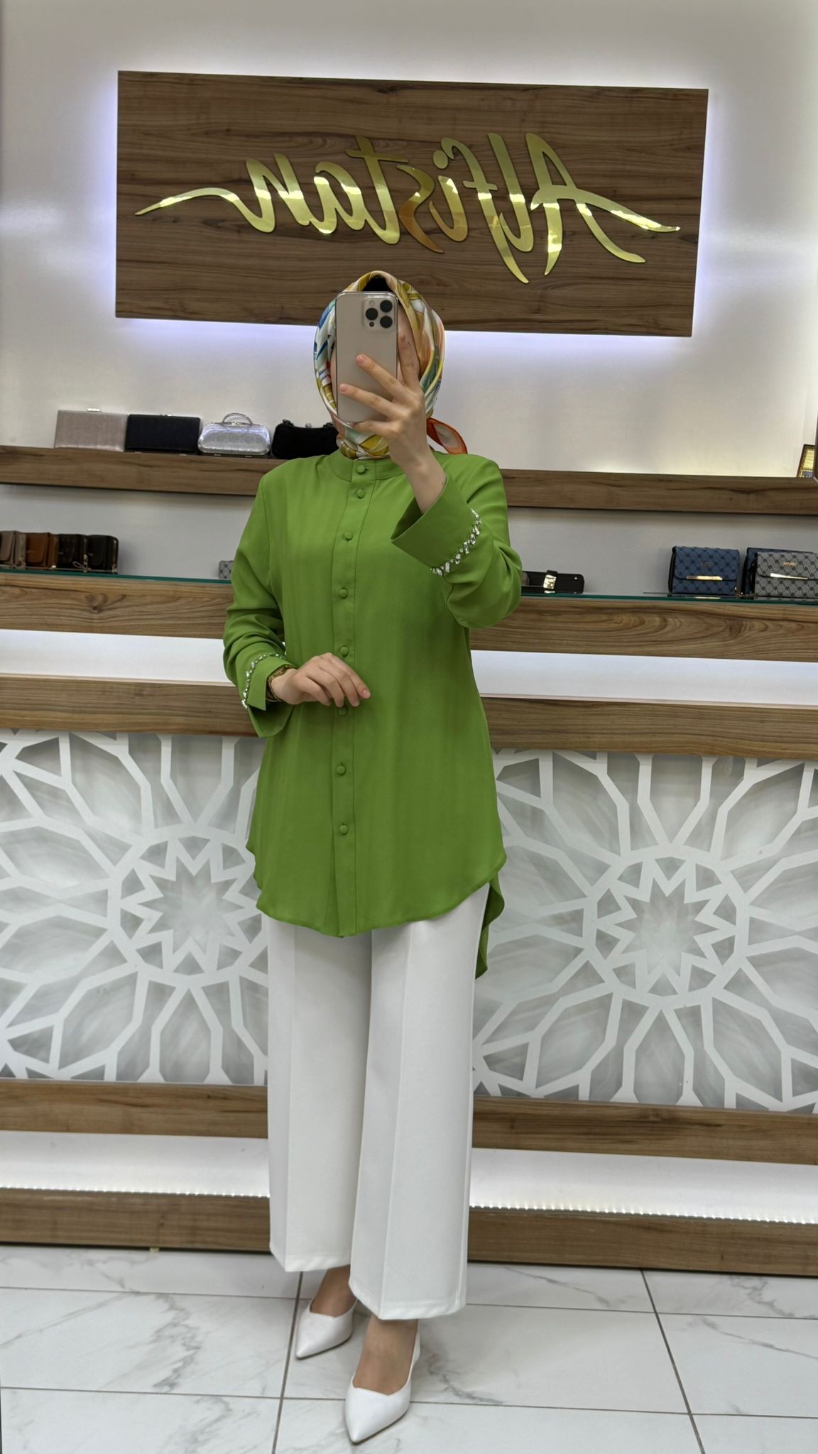 Qetenn Kolu Taşlı Tunik 2953