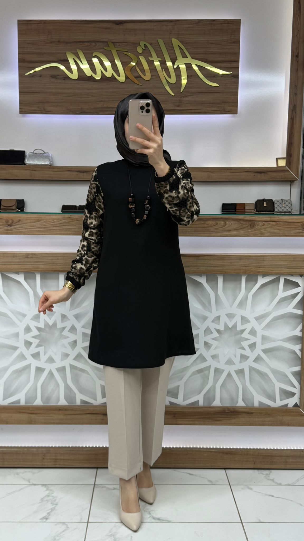 Kolyeli Tunik SİYAH haya A1653
