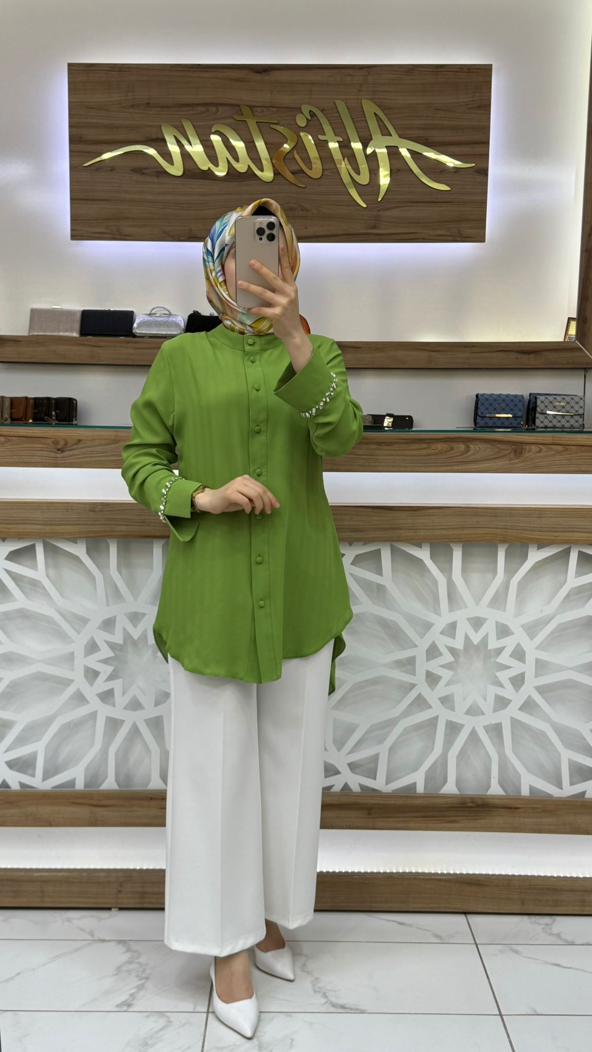 Qetenn Kolu Taşlı Tunik 2953