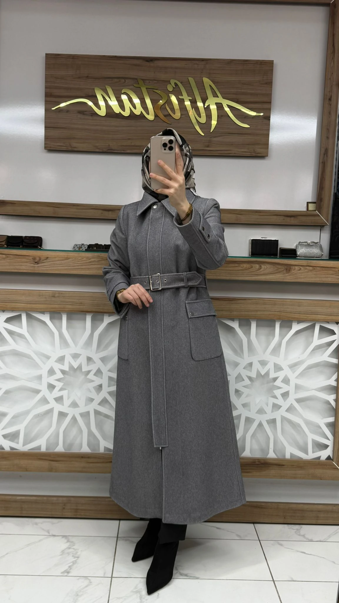 Kapüşonlu Kemer Detaylı Kaşe Kaban ZÜHRE 13925